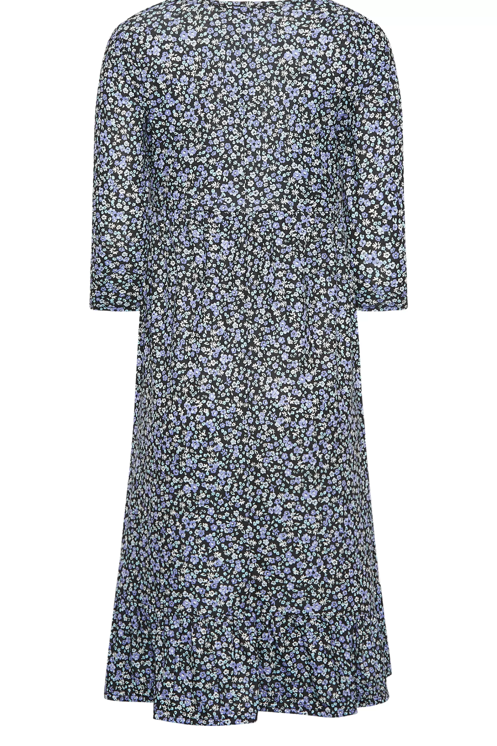 Women M&Co Midi Dresses> Petites Petite Blue Ditsy Floral Print Midi Dress