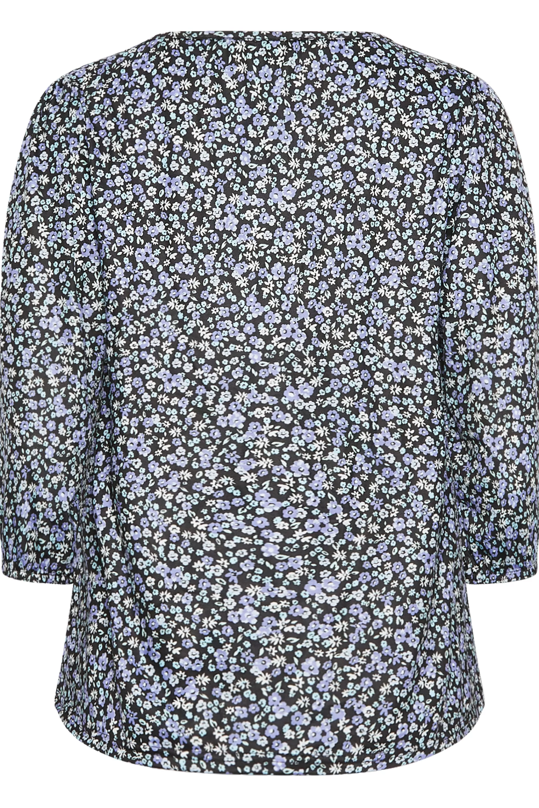 Women M&Co Long Sleeve Tops> Petites Petite Blue Ditsy Floral Print Top