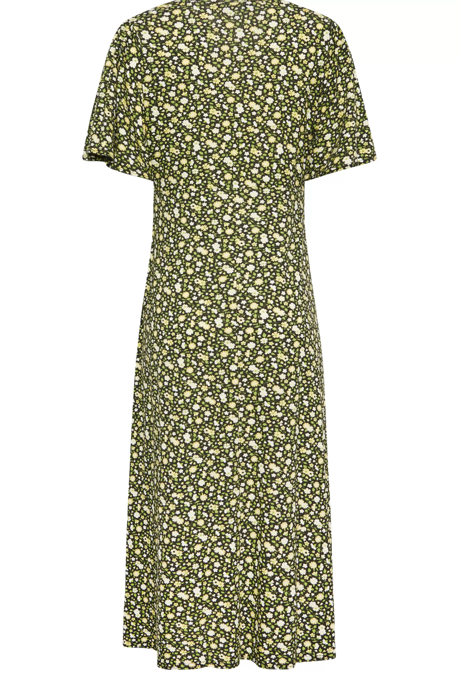 Women M&Co Midi Dresses> Petites Petite Green & Yellow Ditsy Floral Print Dress