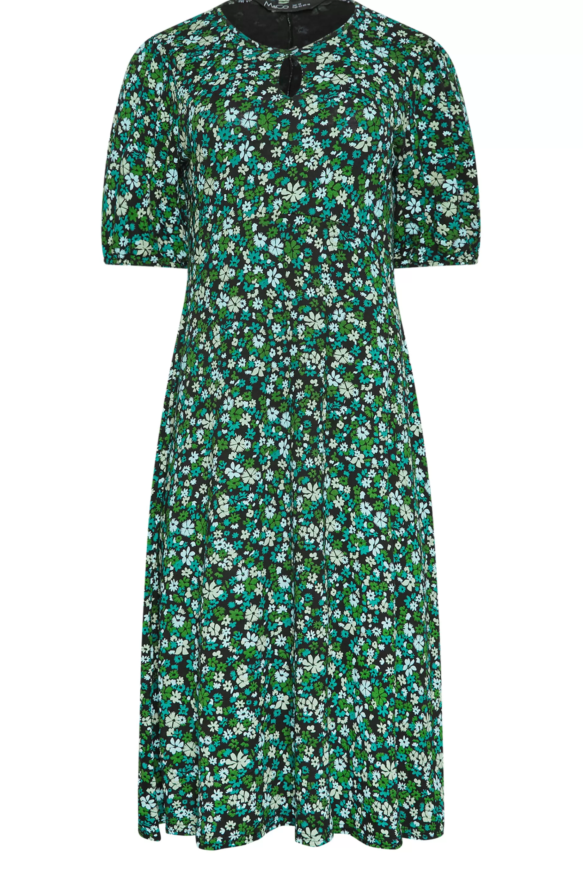 Women M&Co Midi Dresses> Petites Petite Green Ditsy Floral Print Midi Dress