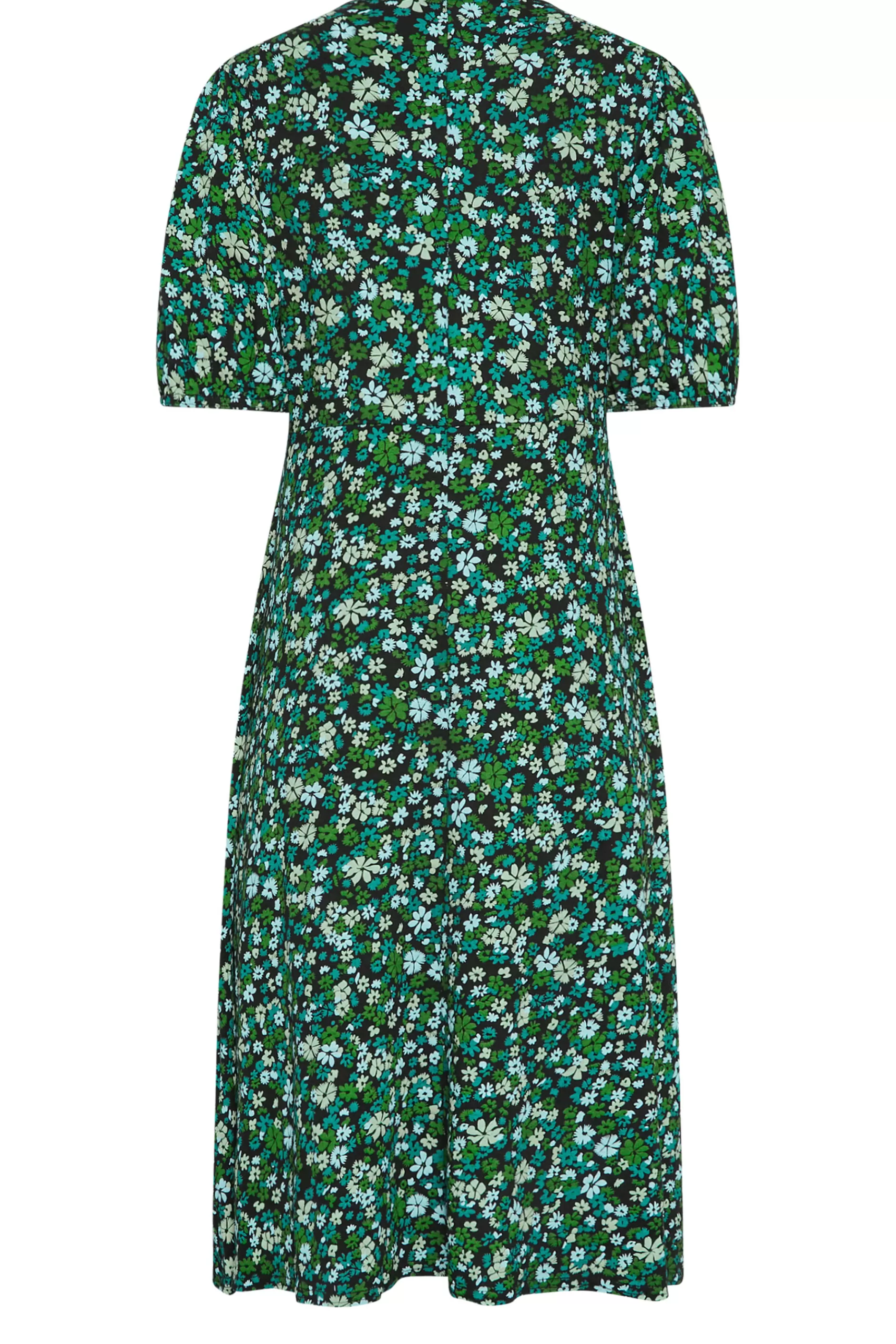 Women M&Co Midi Dresses> Petites Petite Green Ditsy Floral Print Midi Dress