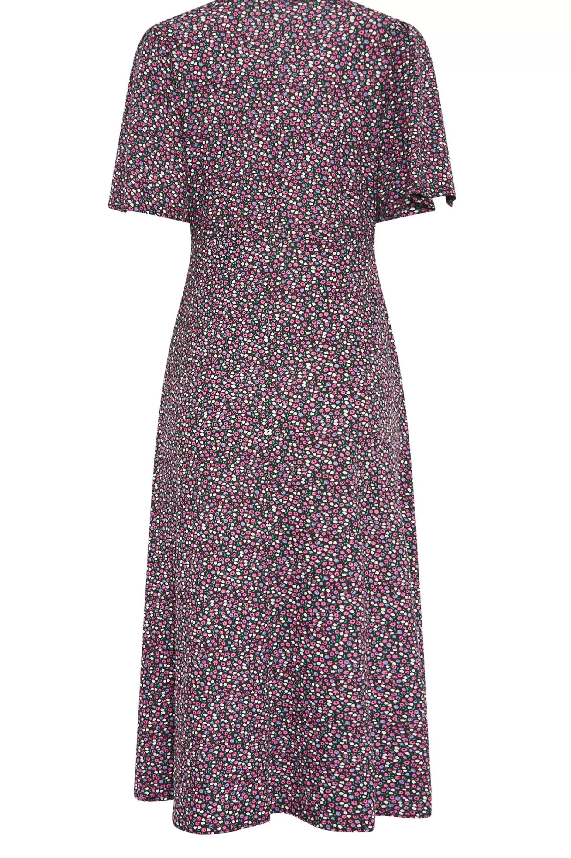 Women M&Co Midi Dresses> Petites Petite Purple Ditsy Floral Print Dress