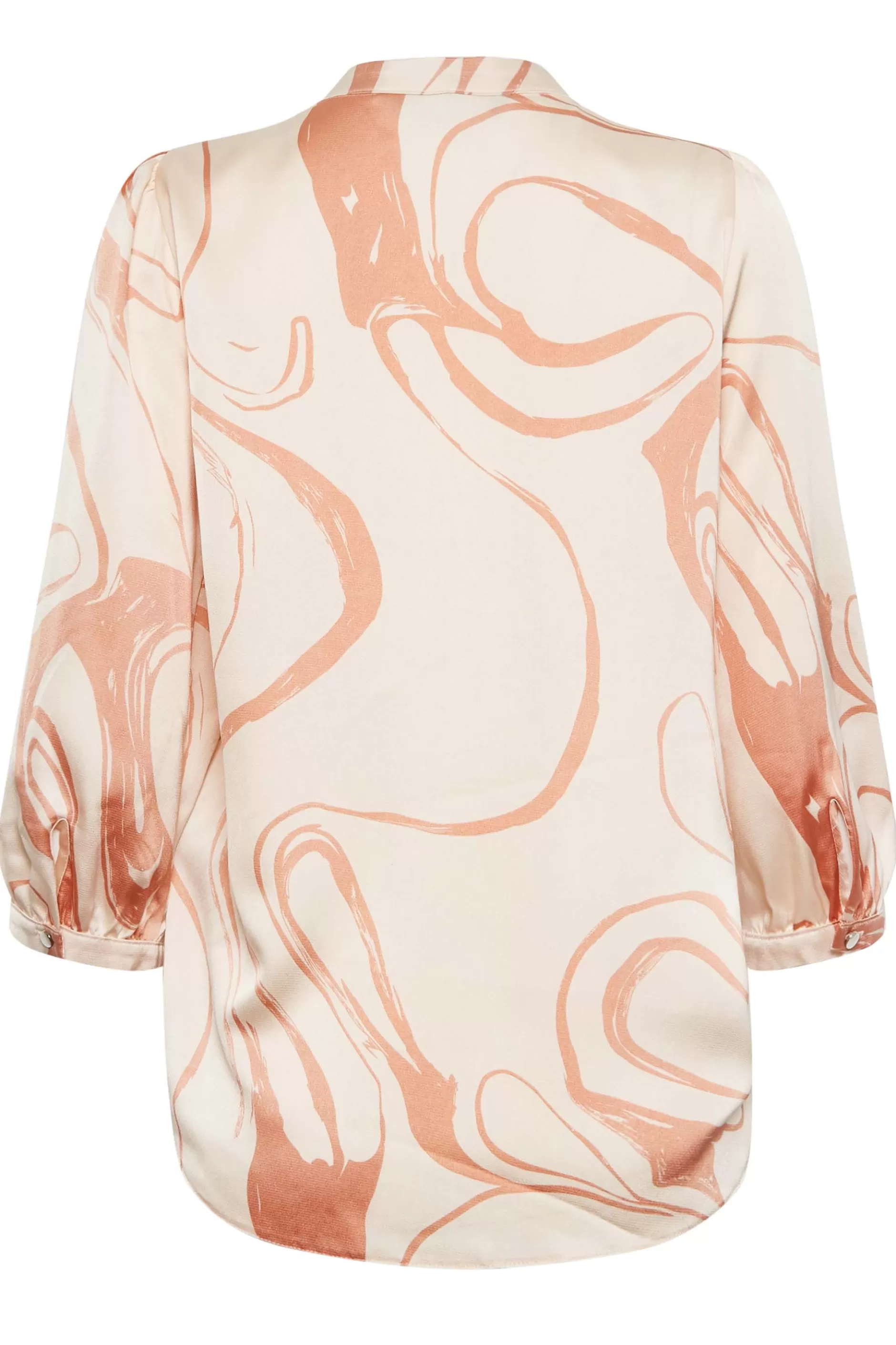 Women M&Co Blouses> Womens Beige Brown Abstract Print 3/4 Sleeve Blouse