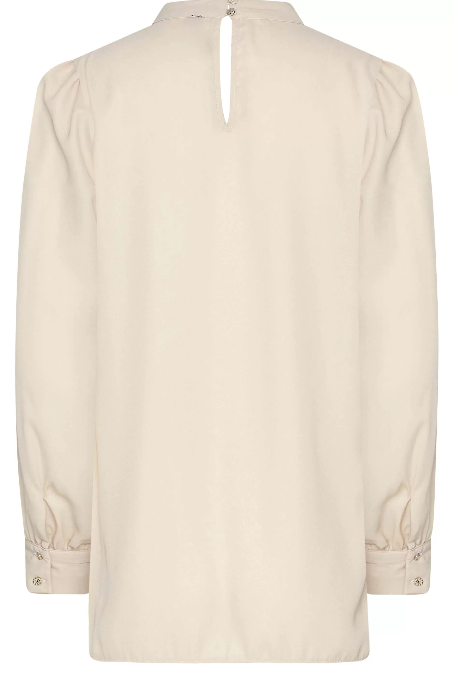 Women M&Co Long Sleeve Tops> Womens Beige Brown Keyhole Back High Neck Blouse