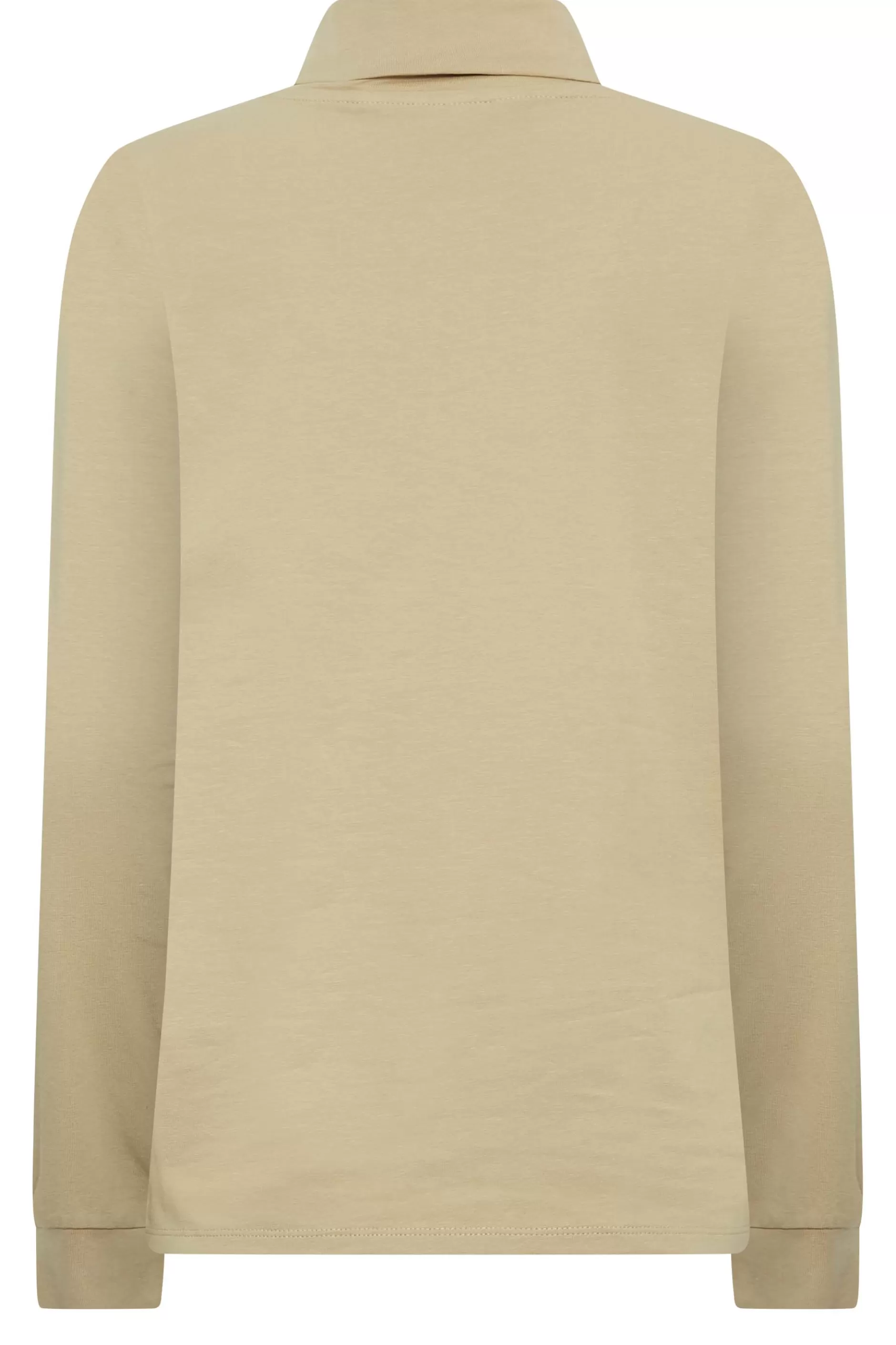 Women M&Co T-Shirts> Womens Beige Brown Turtle Neck Long Sleeve Cotton Blend Top