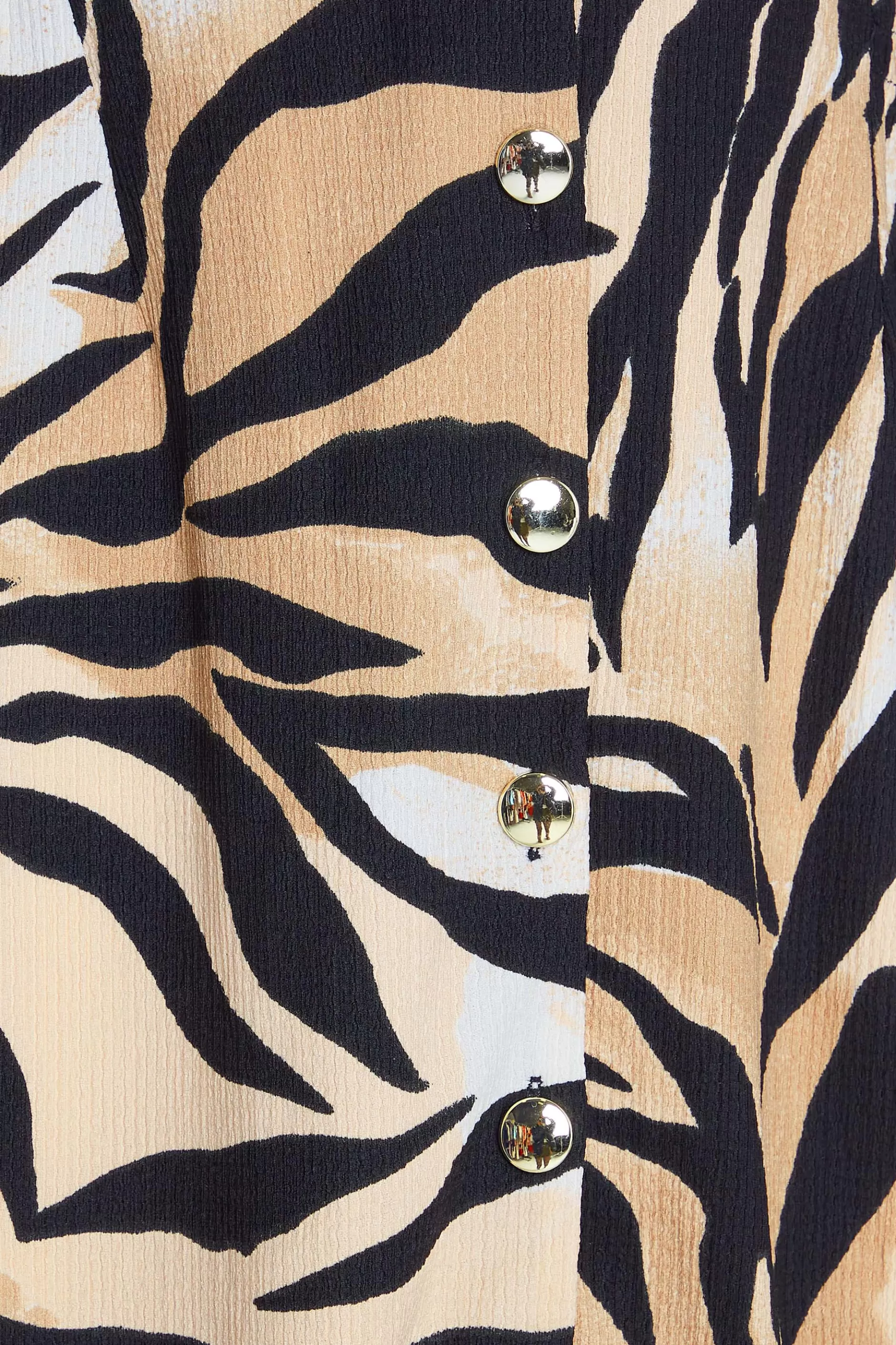 Women M&Co Wedding Guest Dresses> Womens Beige Brown Zebra Print Button Through Midaxi Dress