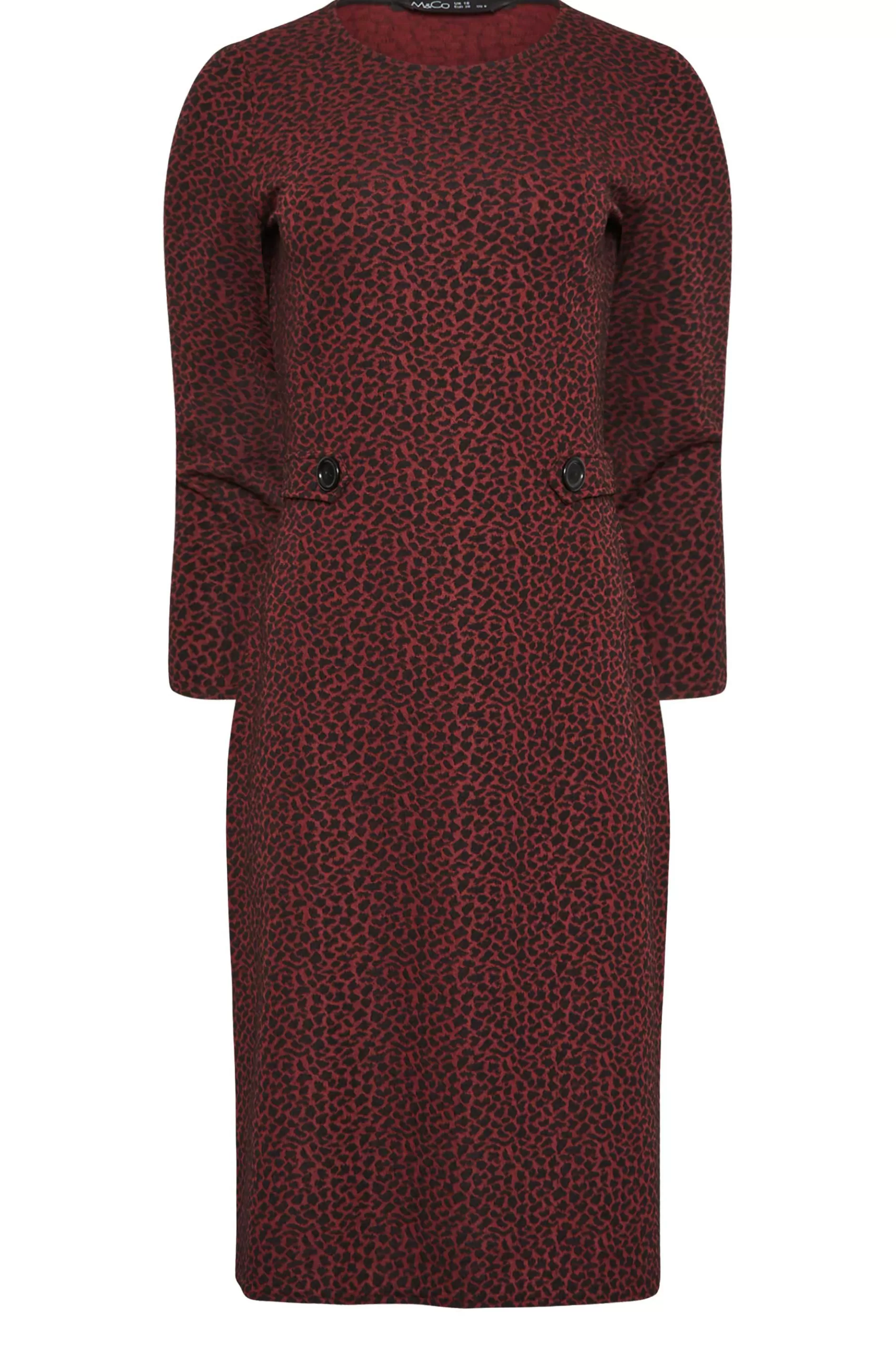 Women M&Co Midi Dresses> Womens Berry Red Animal Jacquard Shift Dress