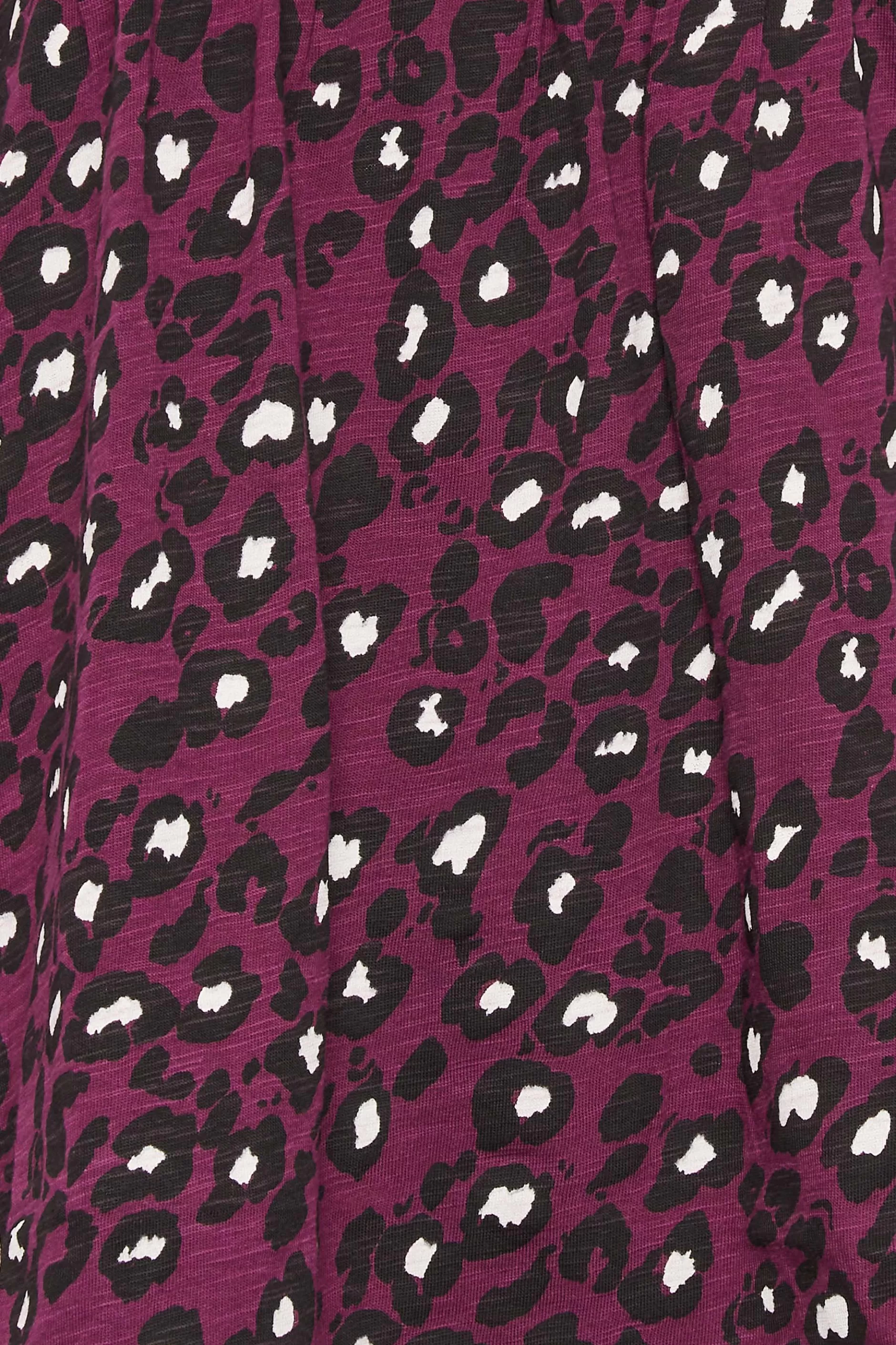 Women M&Co Long Sleeve Tops> Womens Berry Red Animal Print Cotton Henley Top