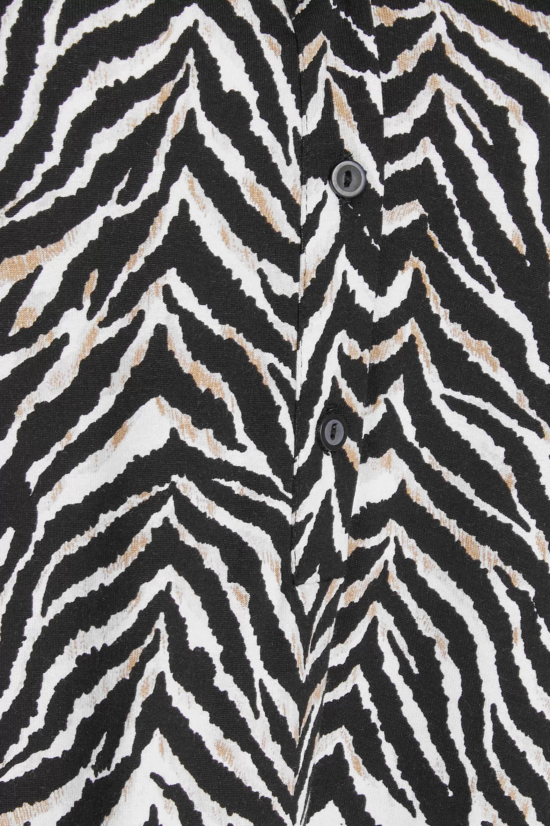 Women M&Co Shirts> Womens Black & Brown Animal Print Half Placket Jersey Shirt