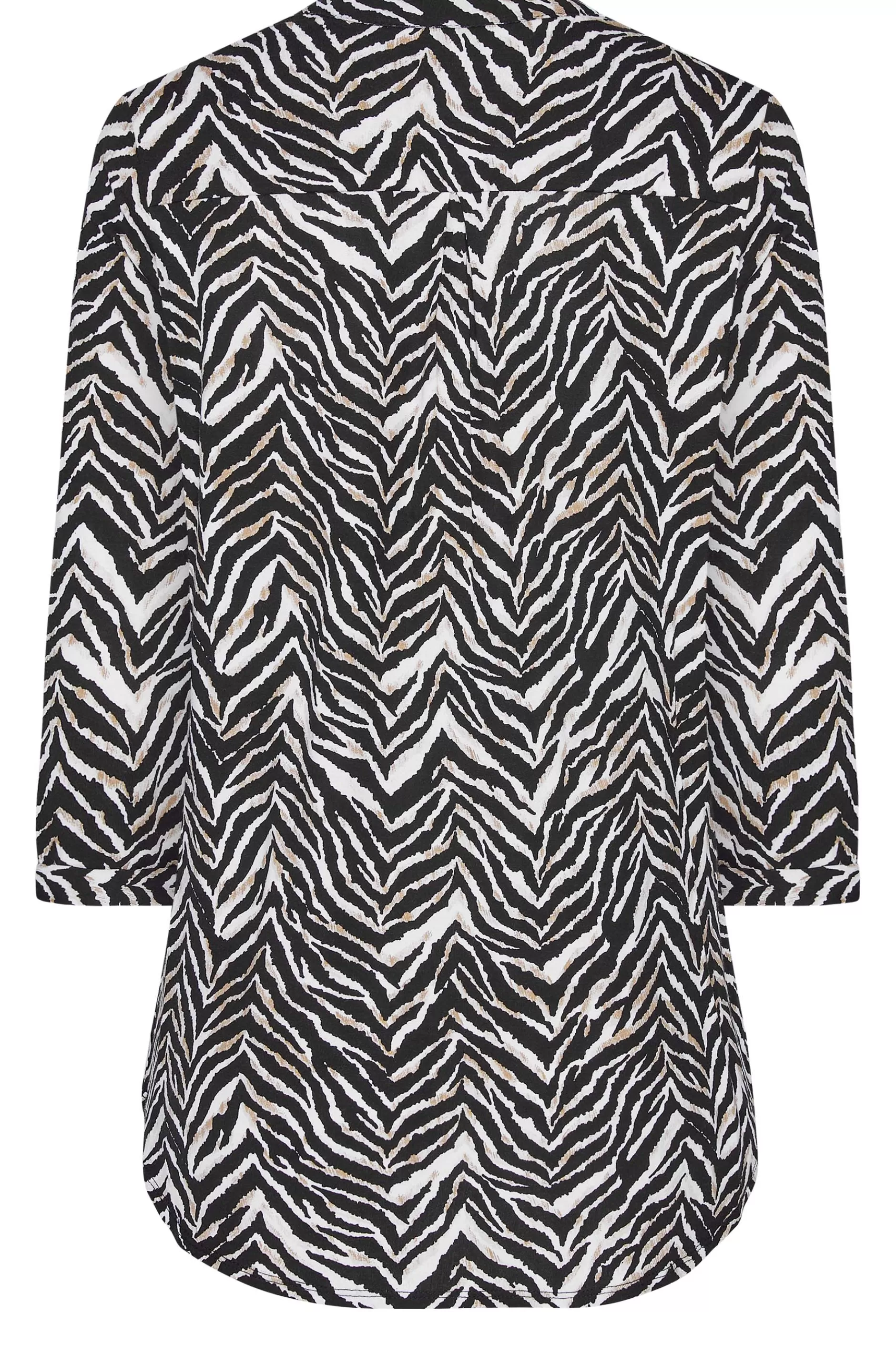Women M&Co Shirts> Womens Black & Brown Animal Print Half Placket Jersey Shirt