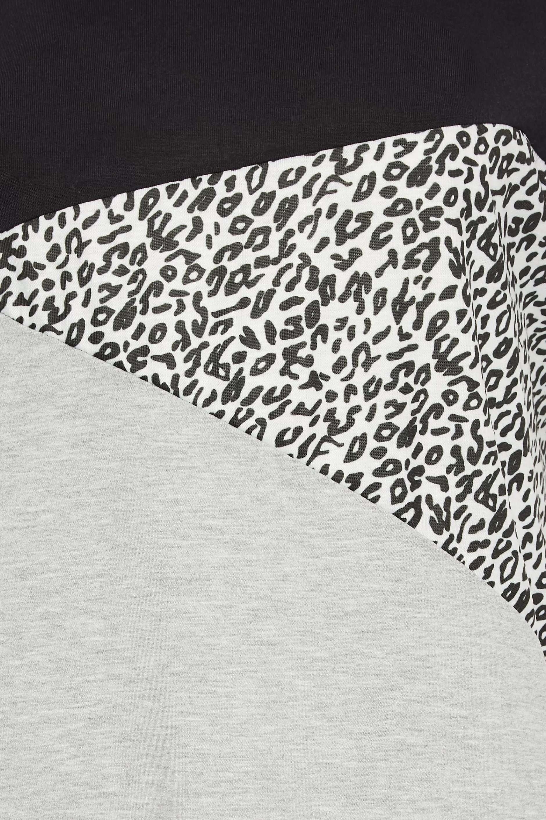 Women M&Co T-Shirts> Womens Black & Grey Leopard Print Colour Block Top