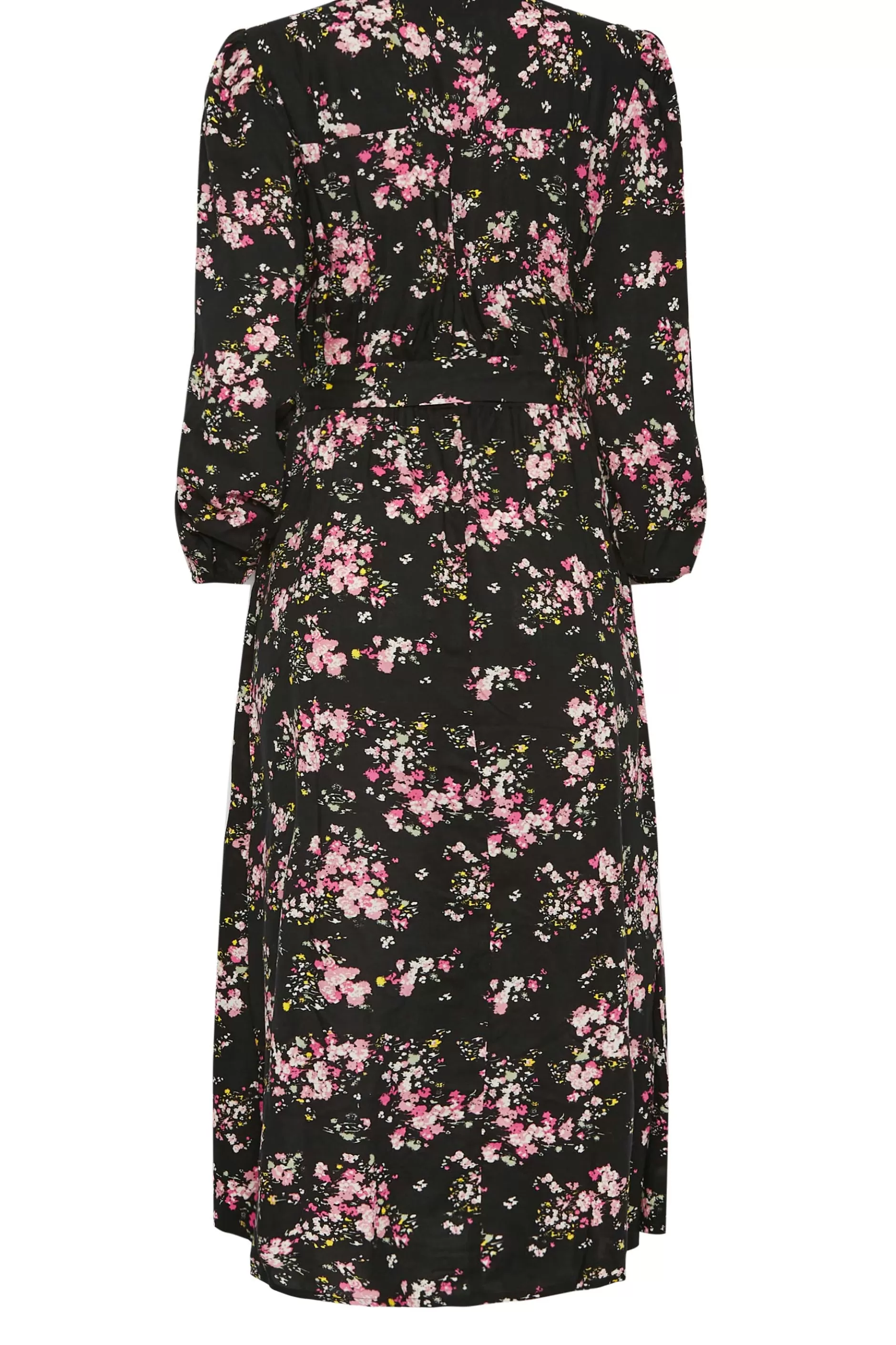 Women M&Co Wedding Guest Dresses> Womens Black & Pink Floral Print Wrap Front Dress