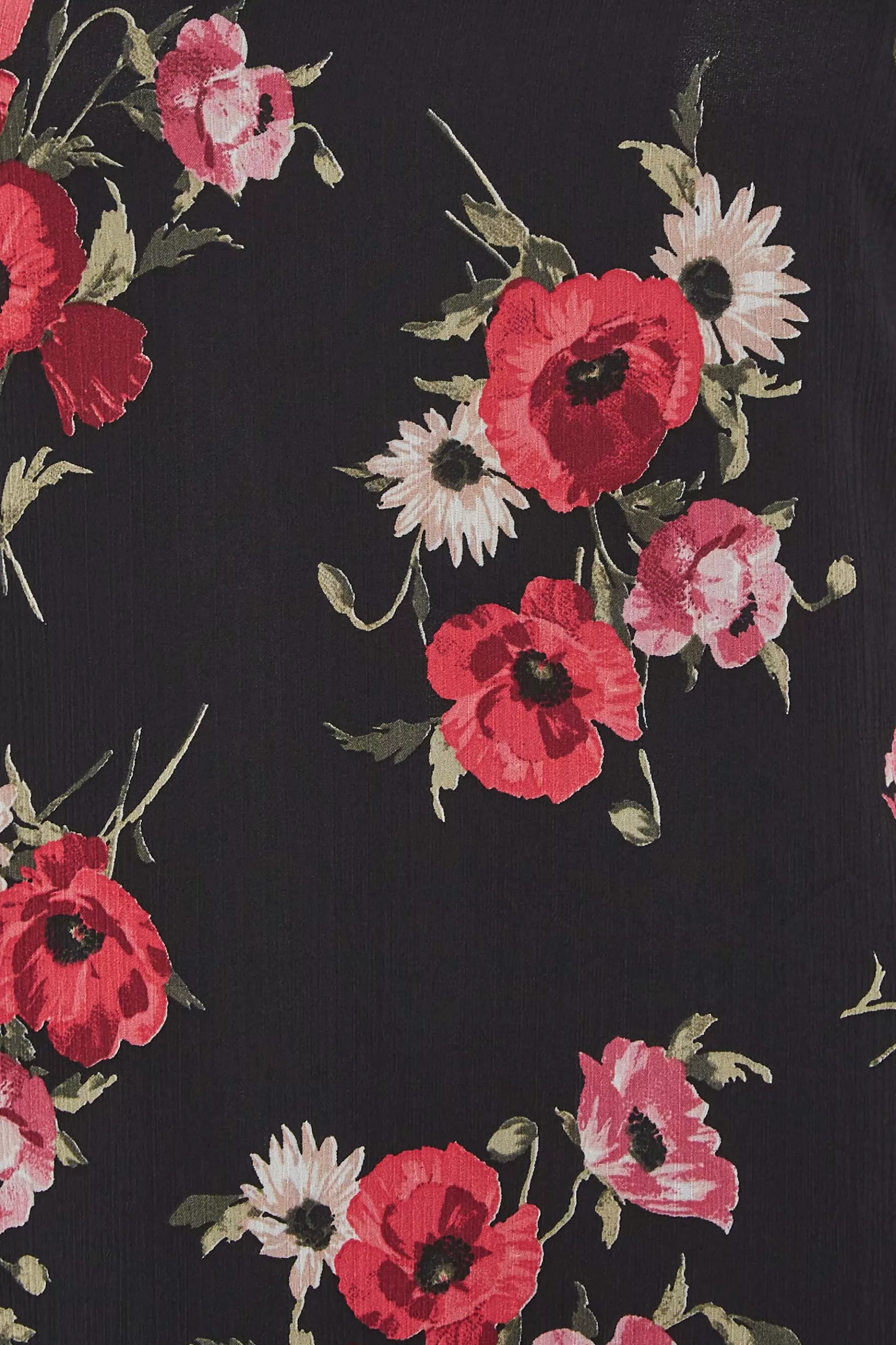 Women M&Co Blouses> Womens Black & Red Floral Double Frill Sleeve Blouse