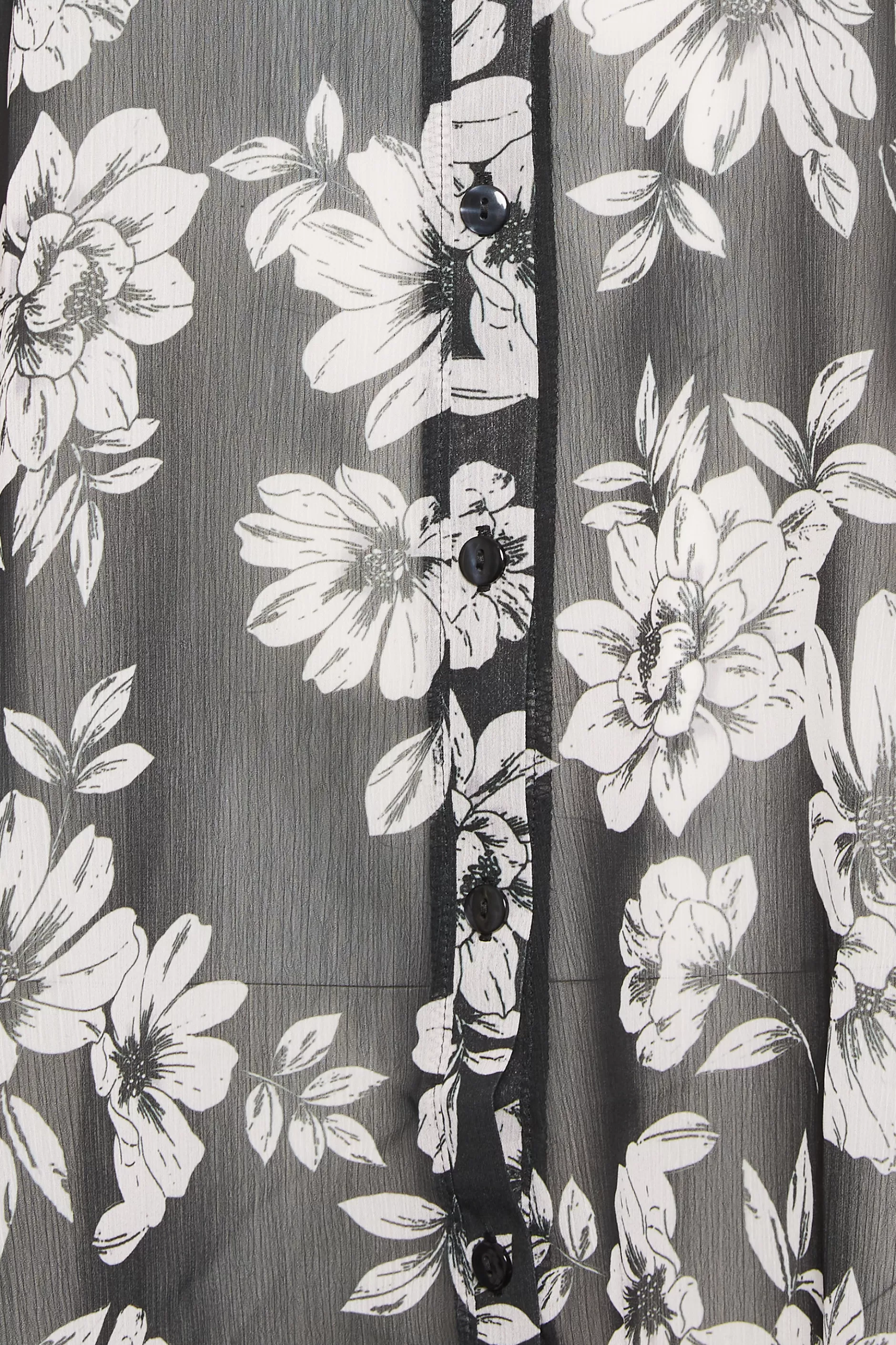Women M&Co Blouses> Womens Black & White Floral Print Longline Shirt