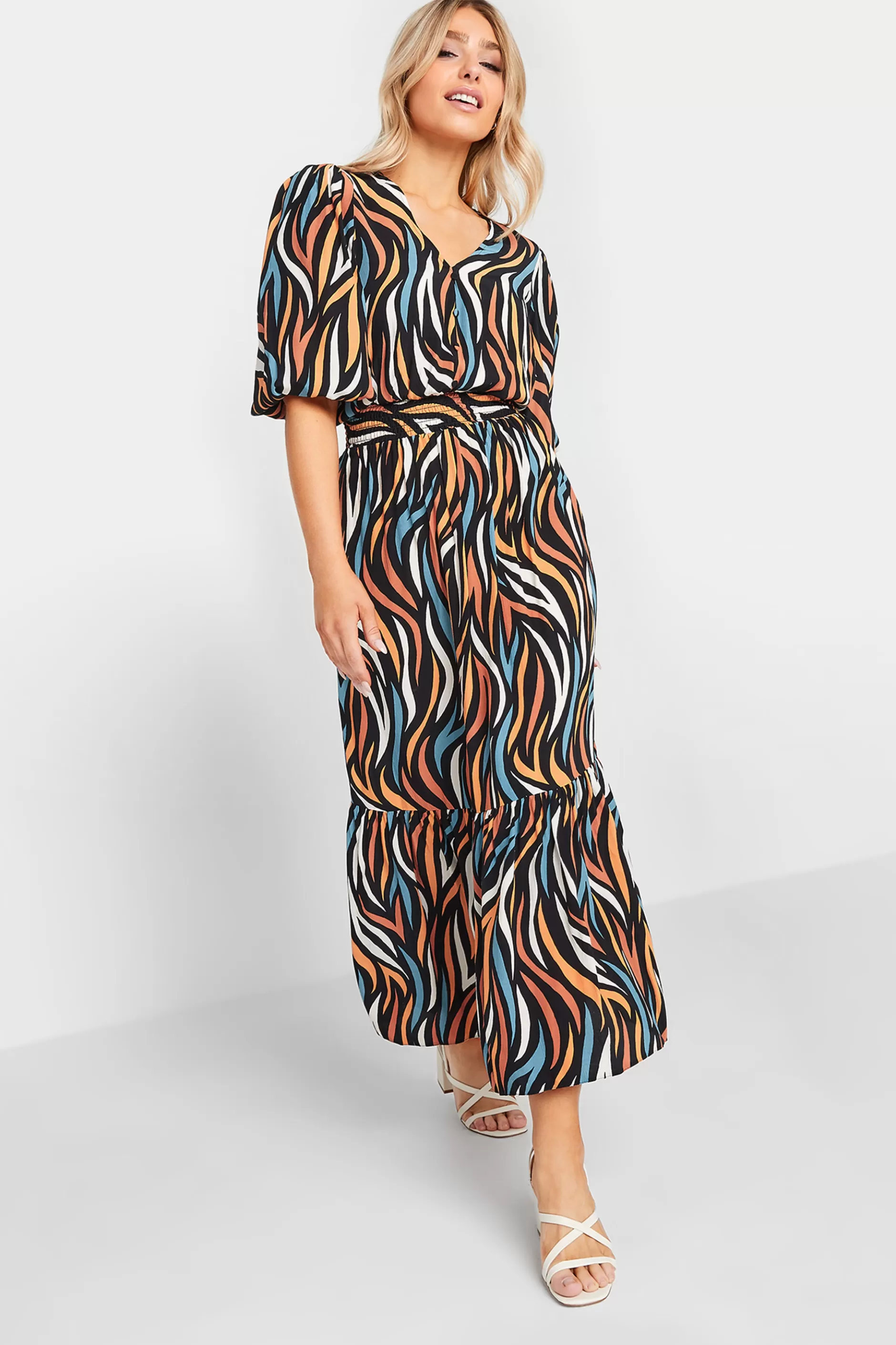 Women M&Co Maxi Dresses> Womens Black Abstract Print Maxi Dress