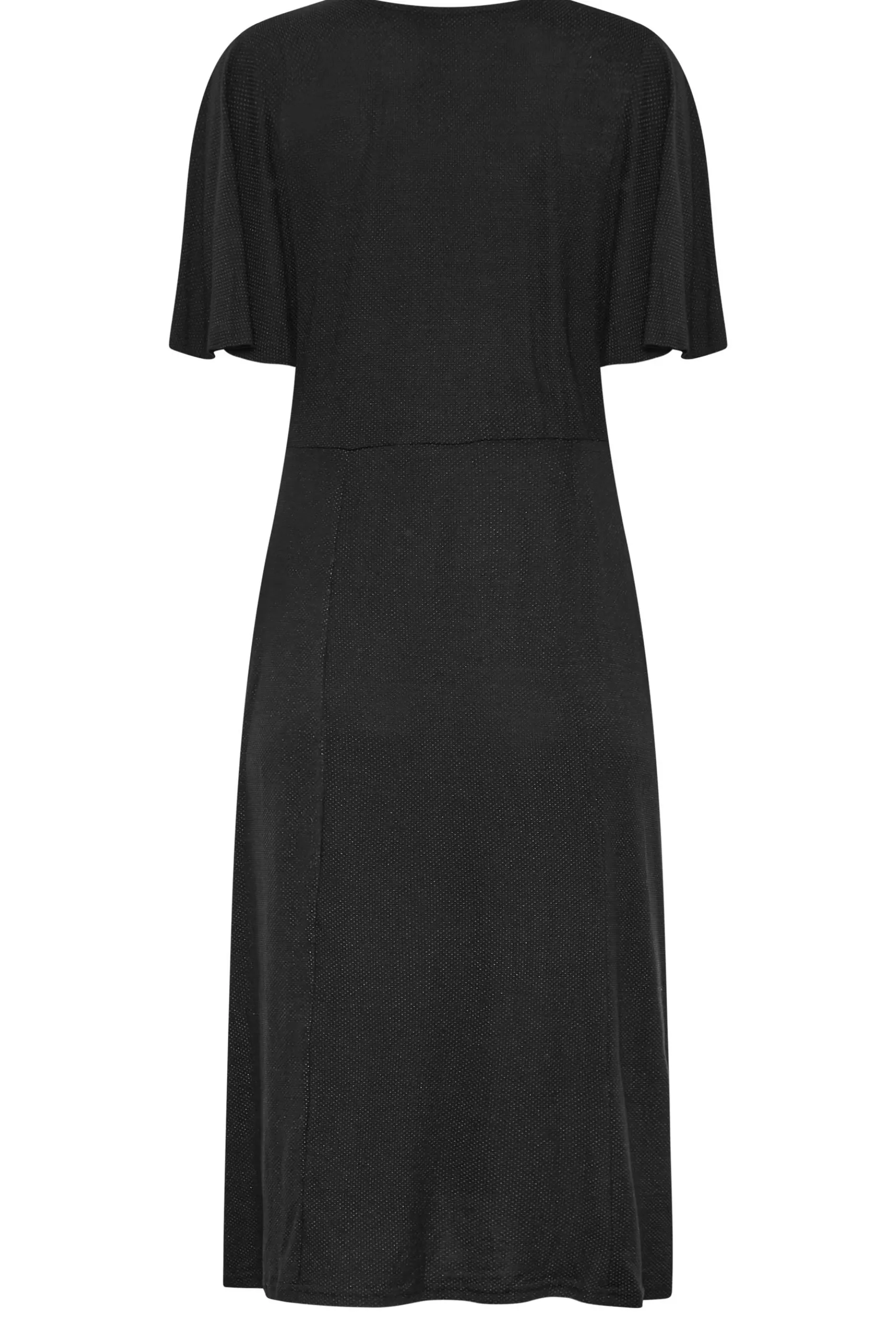 Women M&Co Wedding Guest Dresses> Womens Black Angel Sleeve Split Hem Midi Dress