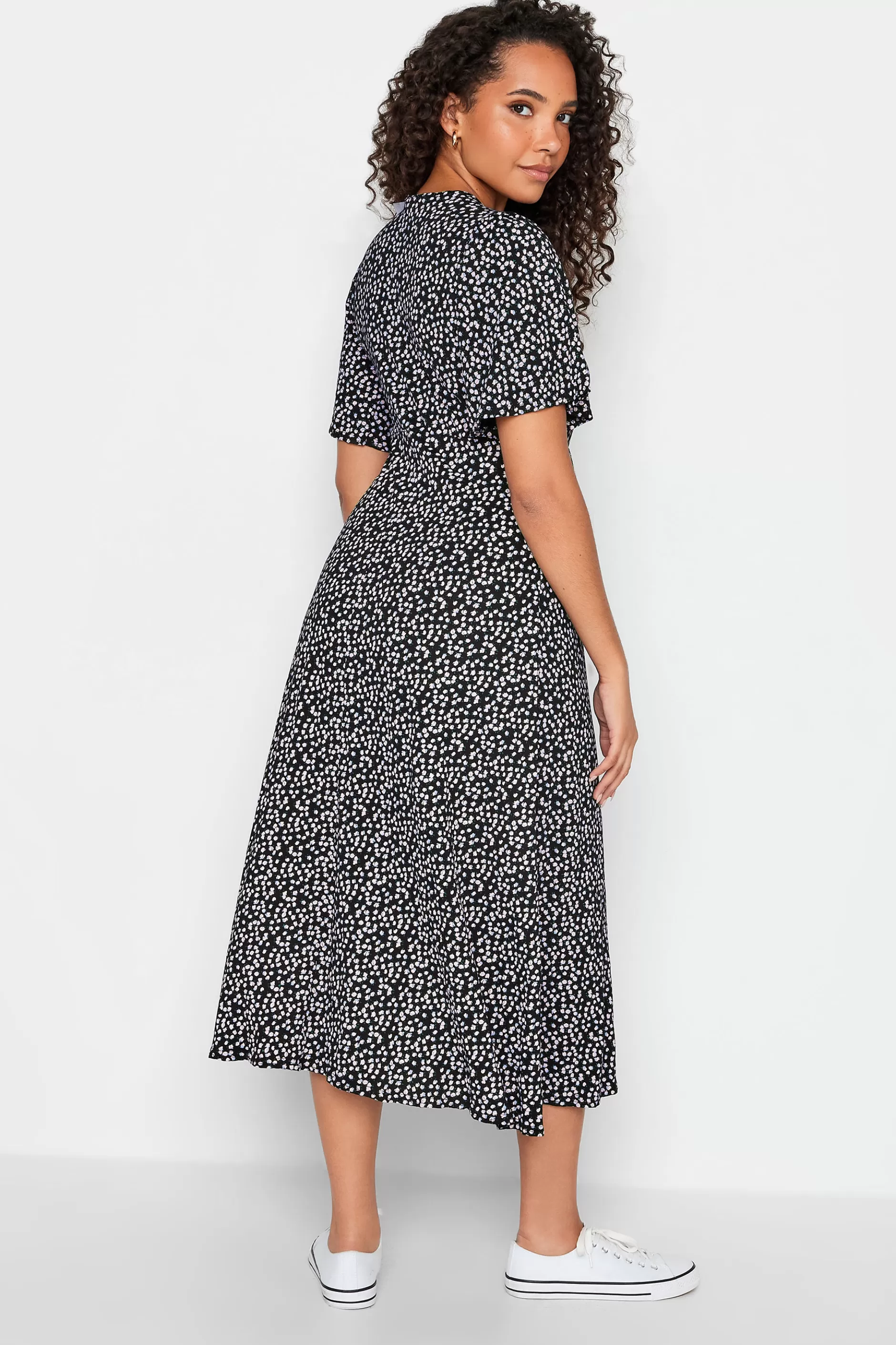 Women M&Co Maxi Dresses> Womens Black Ditsy Floral Print Maxi Dress