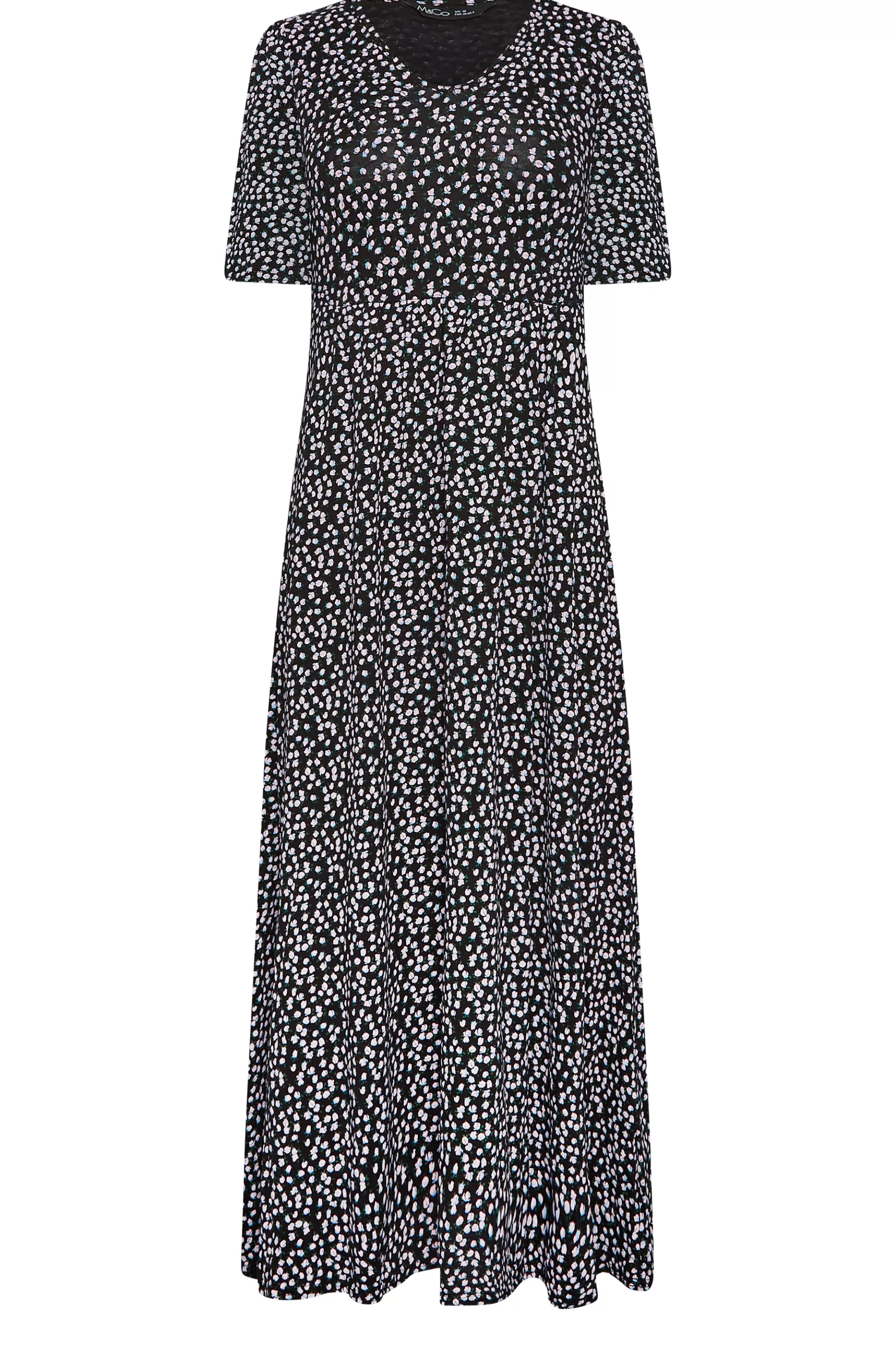 Women M&Co Maxi Dresses> Womens Black Ditsy Floral Print Maxi Dress