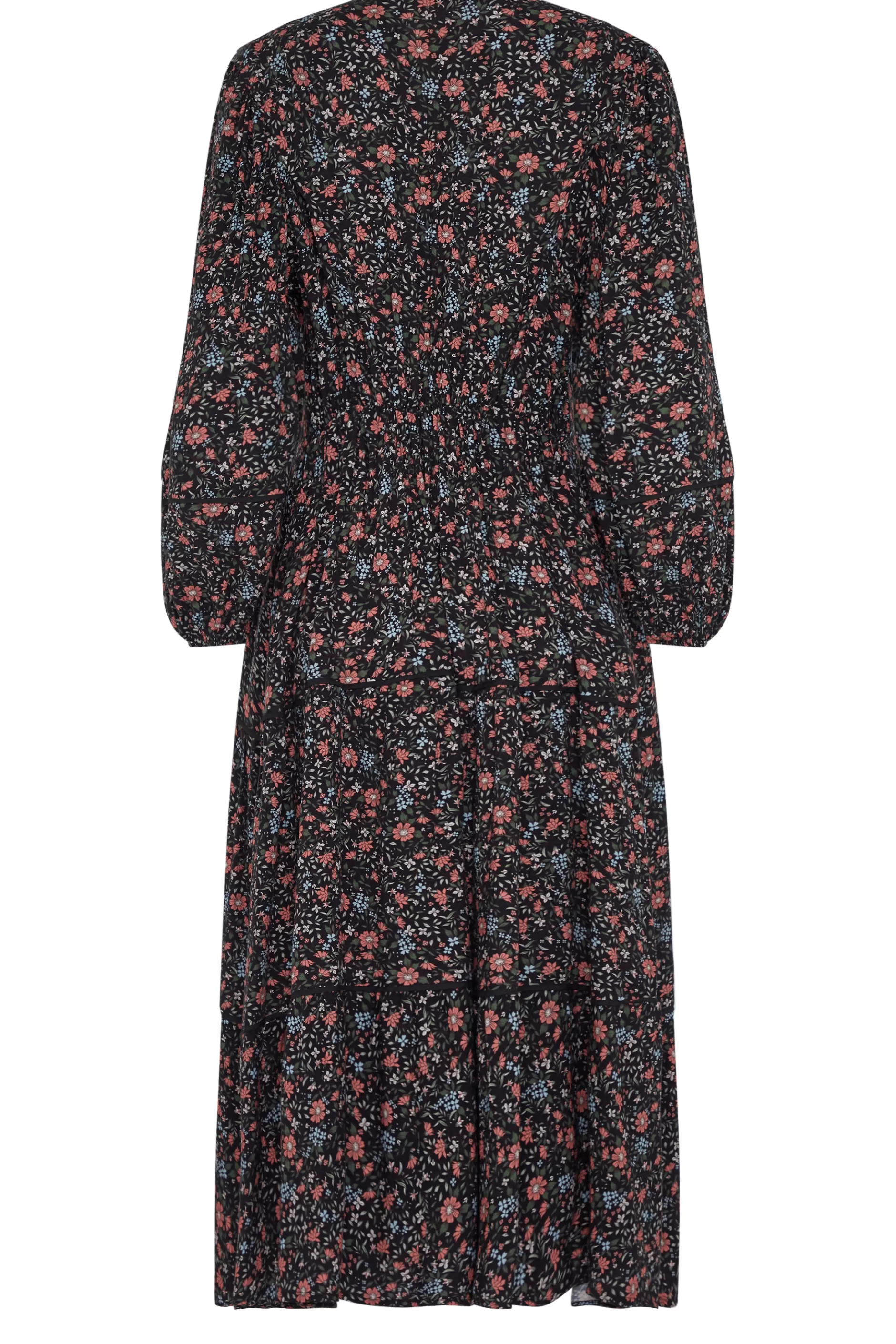Women M&Co Maxi Dresses> Womens Black Floral Print Crochet Trim Maxi Dress