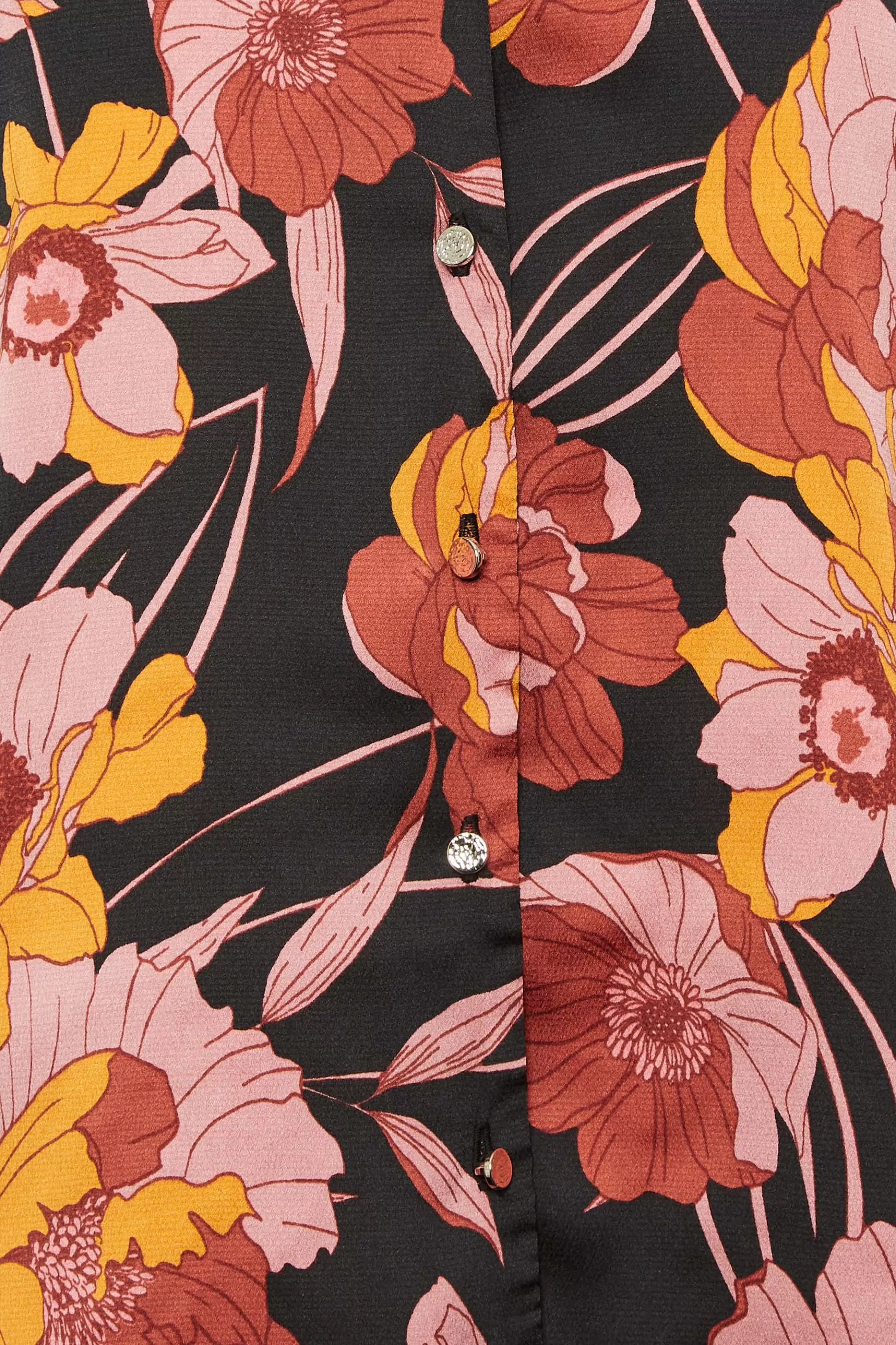 Women M&Co Shirts> Womens Black Floral Print Frill Sleeve Blouse