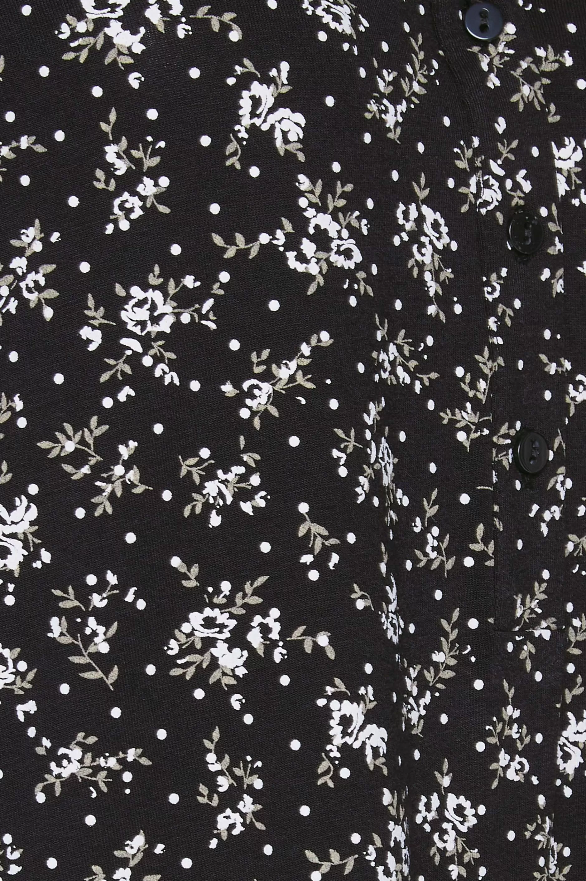 Women M&Co Shirts> Womens Black Floral Print Half Placket Jersey Shirt