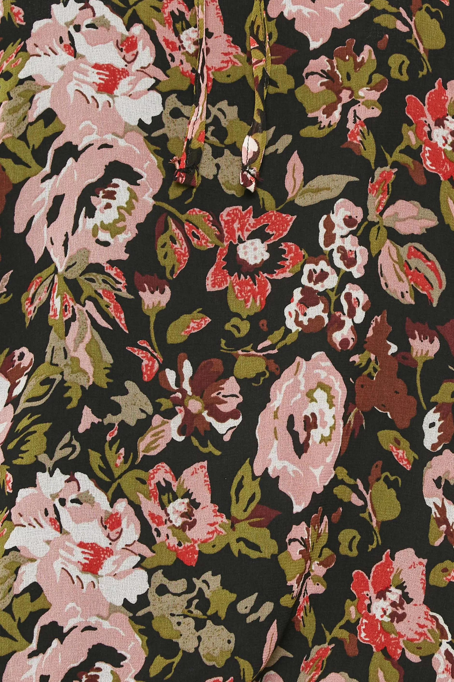 Women M&Co Blouses> Womens Black Floral Print High Neck Blouse