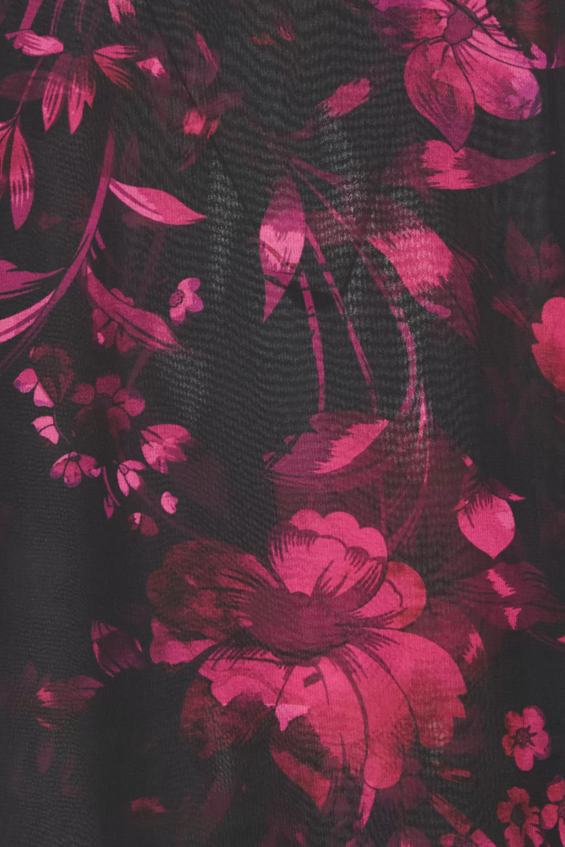 Women M&Co Long Sleeve Tops> Womens Black Floral Print Wrap Hem Blouse