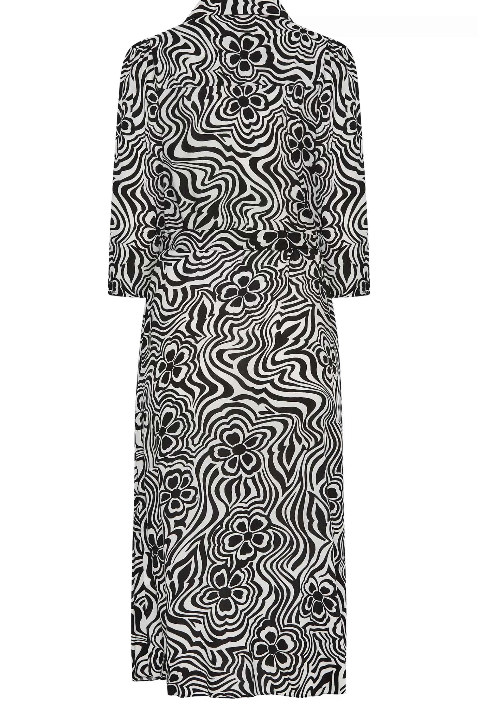 Women M&Co Shirt Dresses> Womens Black Floral Swirl Print Midaxi Shirt Dress