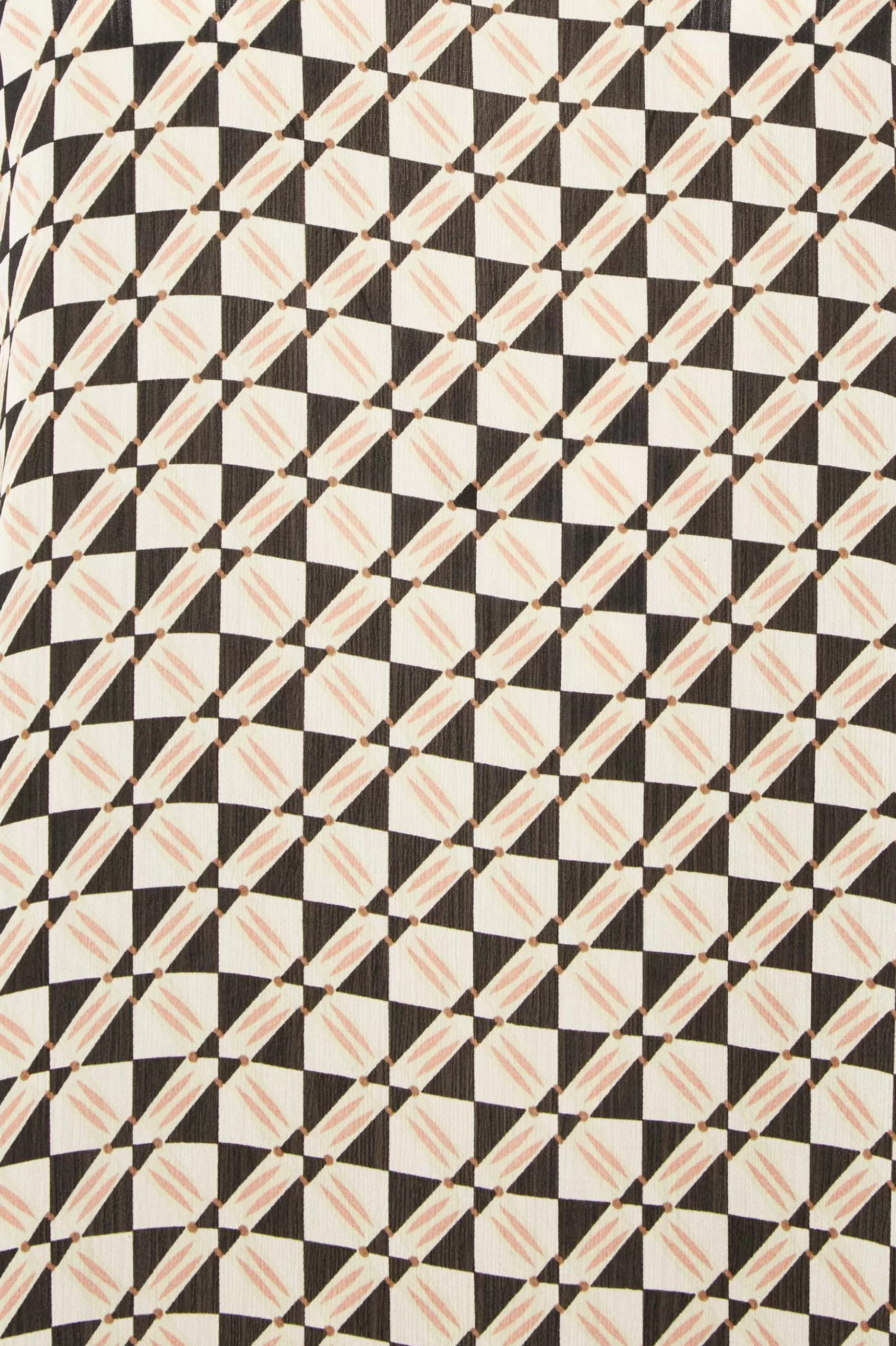 Women M&Co Long Sleeve Tops> Womens Black Geometric Print High Neck Satin Blouse
