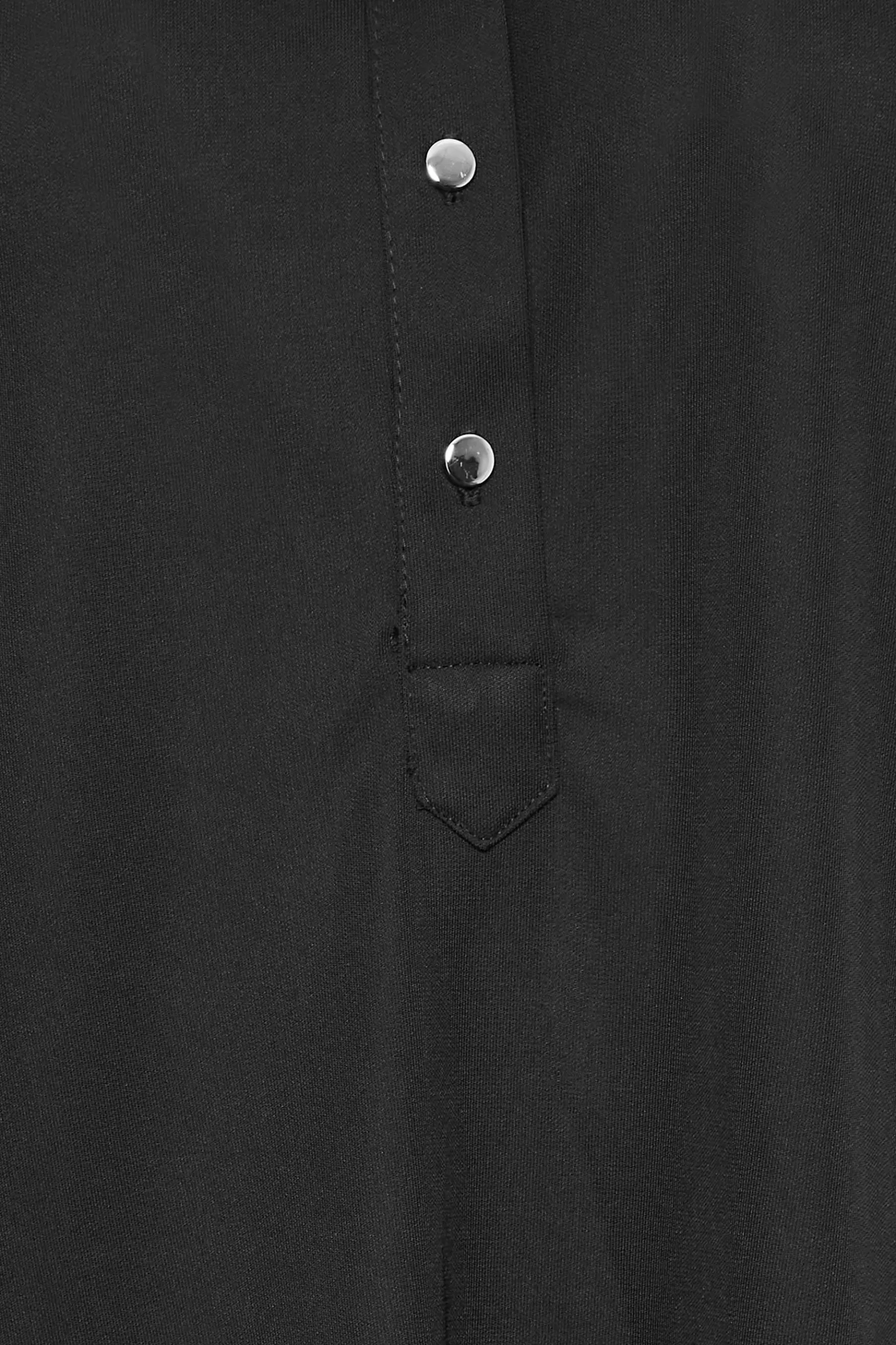 Women M&Co Shirts> Womens Black Half Placket Jersey Open Collar Shirt