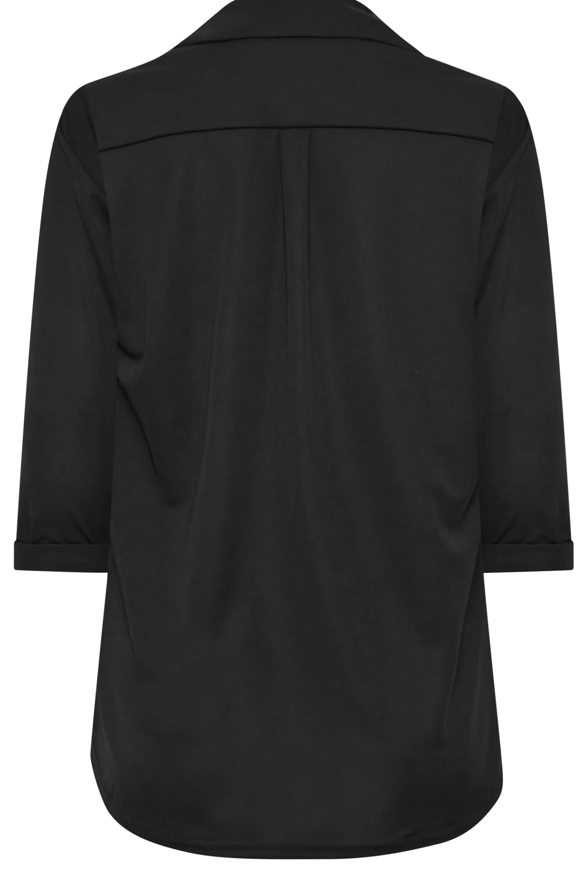 Women M&Co Shirts> Womens Black Half Placket Jersey Open Collar Shirt