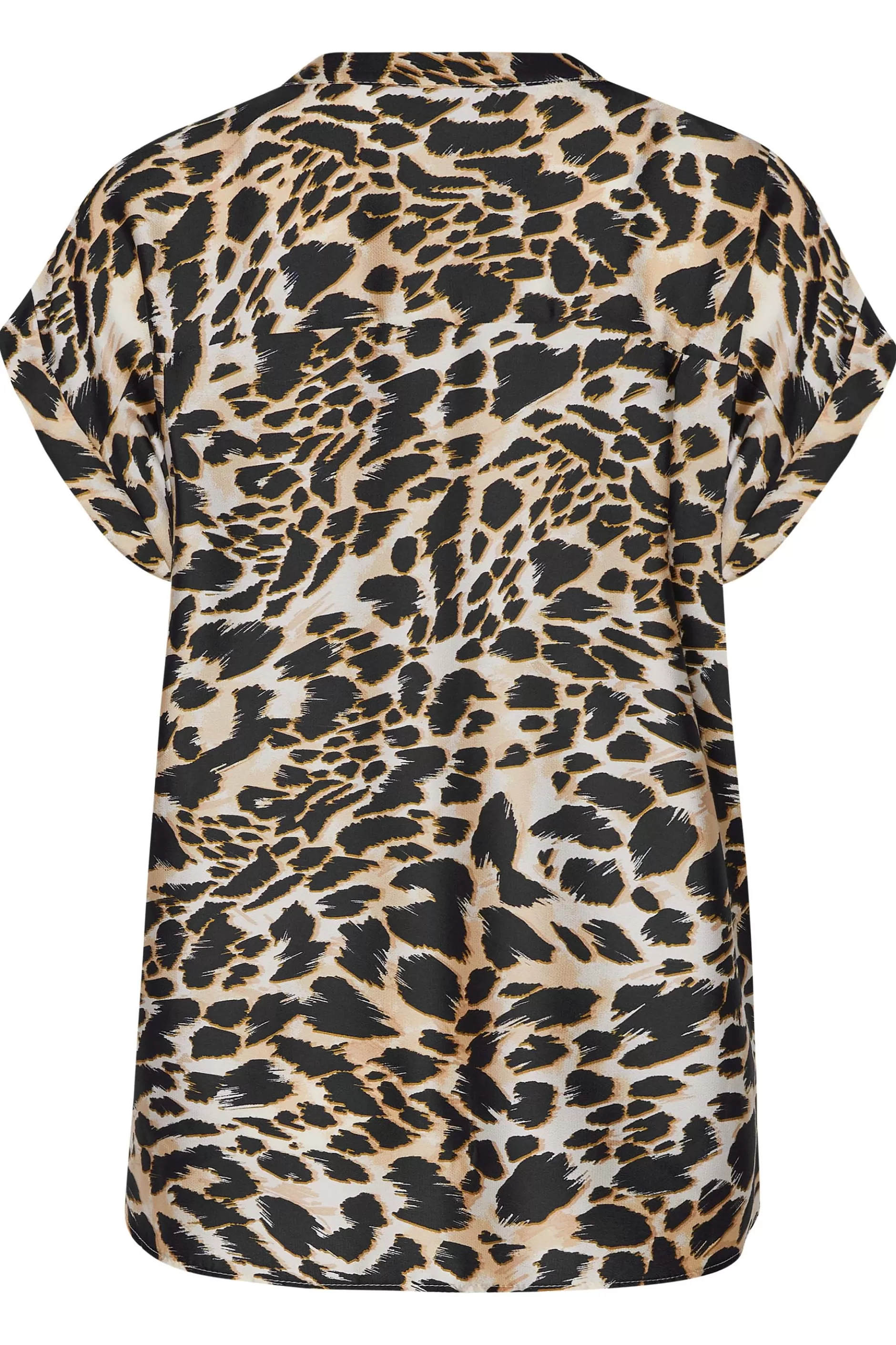 Women M&Co Shirts> Womens Black Leopard Print Short Sleeve Shirt