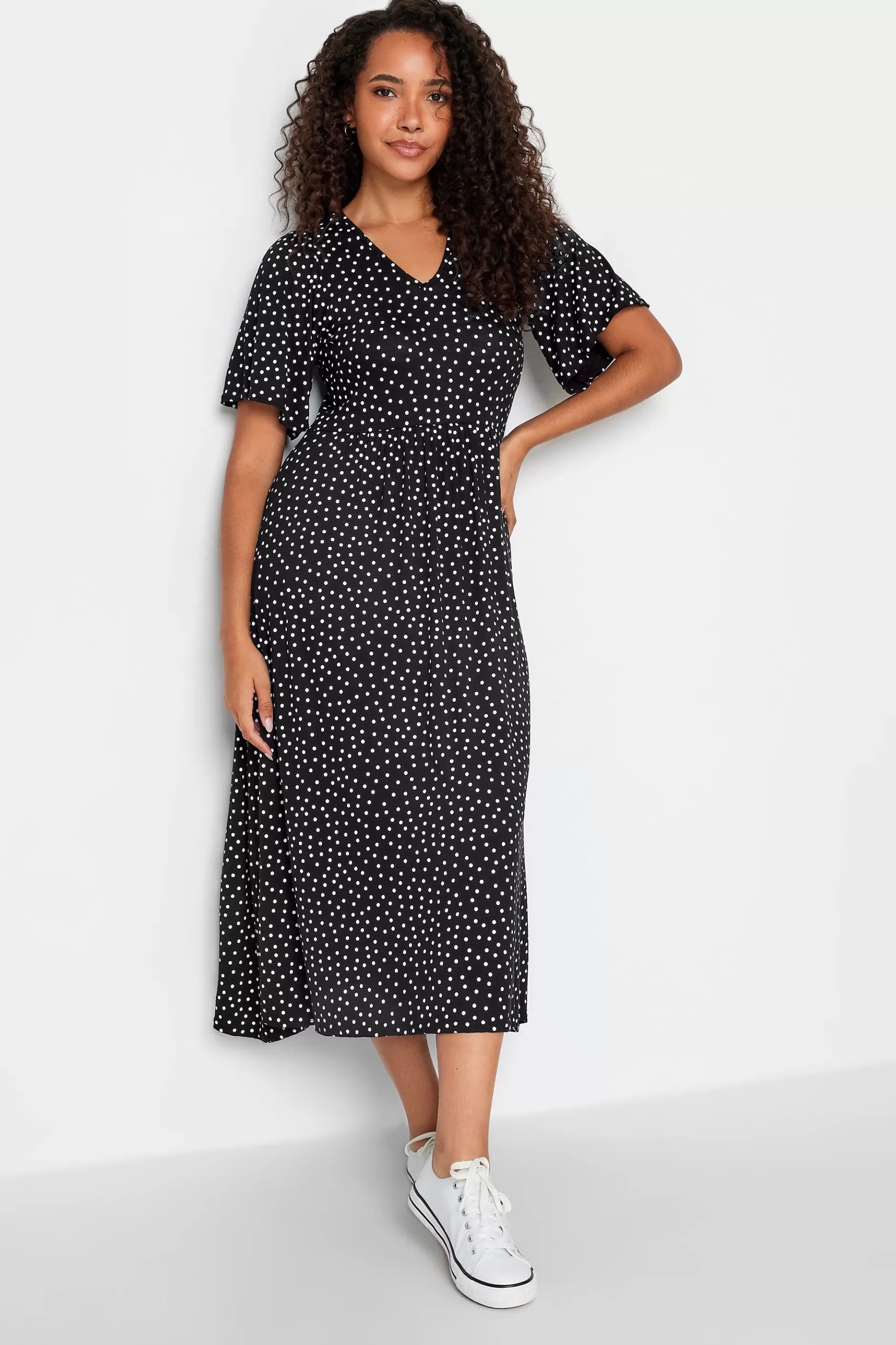 Women M&Co Maxi Dresses> Womens Black Polka Dot Maxi Dress