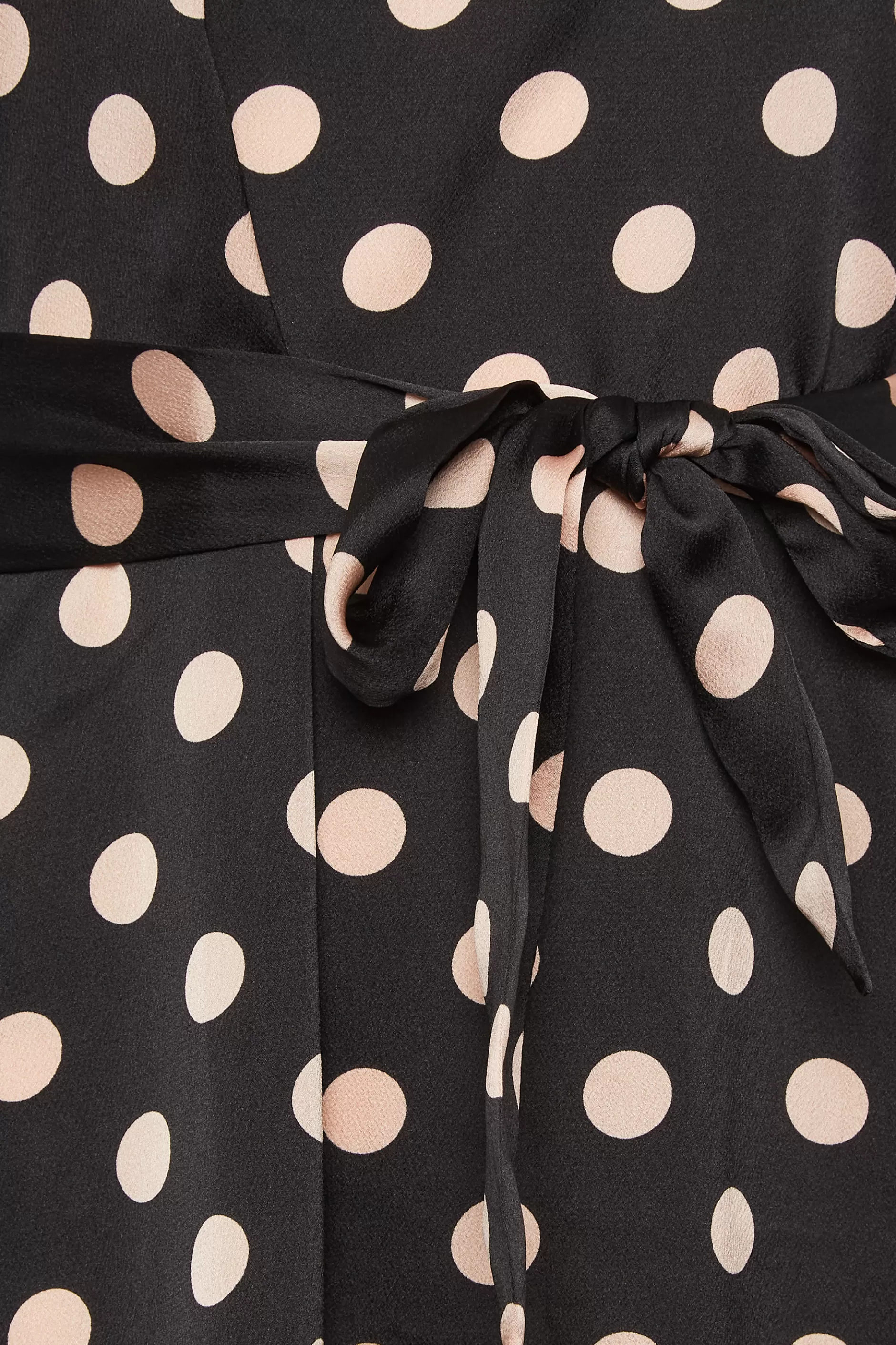 Women M&Co Long Sleeve Tops> Womens Black Polka Dot Print High Neck Tunic Blouse
