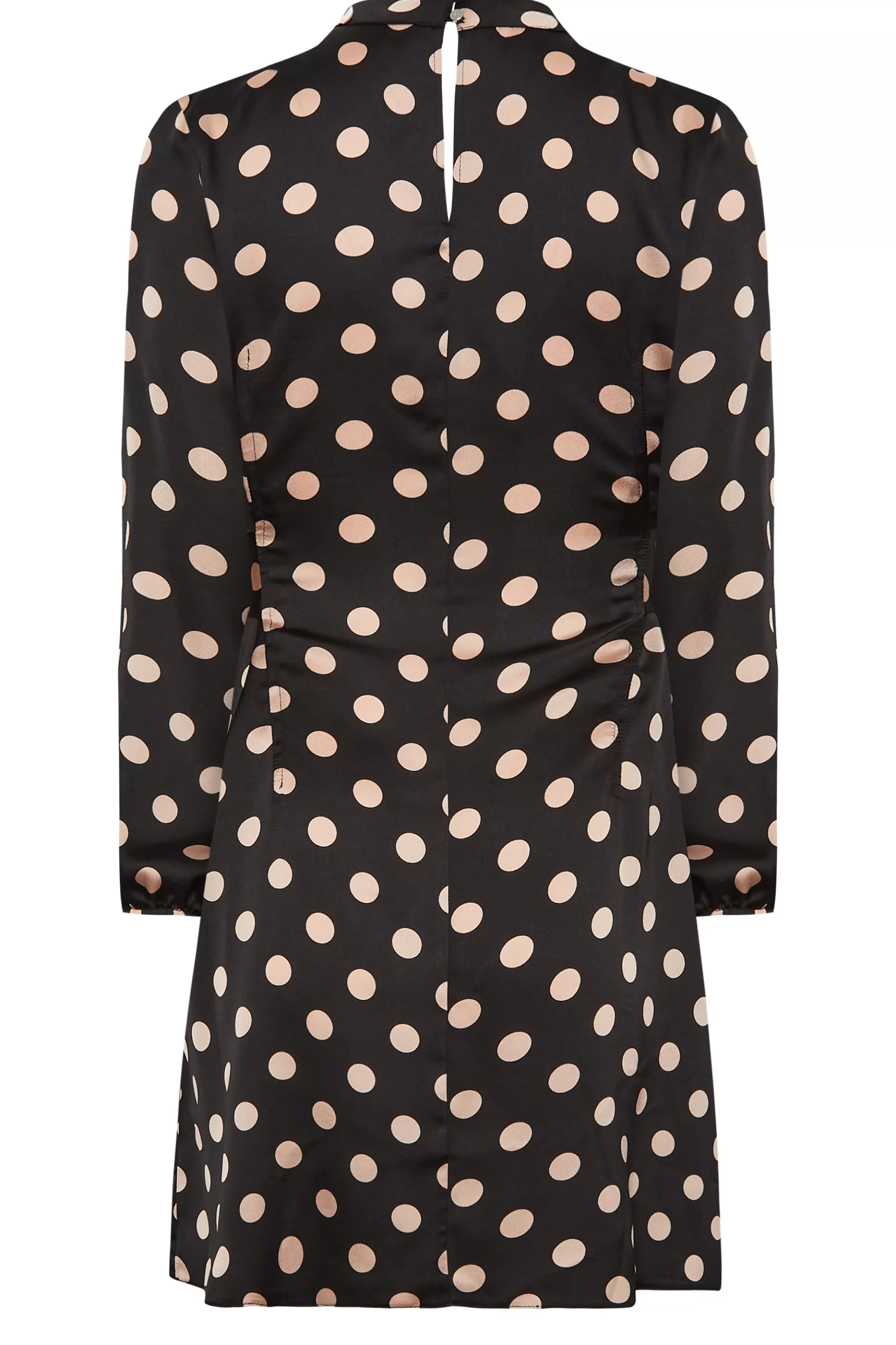 Women M&Co Long Sleeve Tops> Womens Black Polka Dot Print High Neck Tunic Blouse