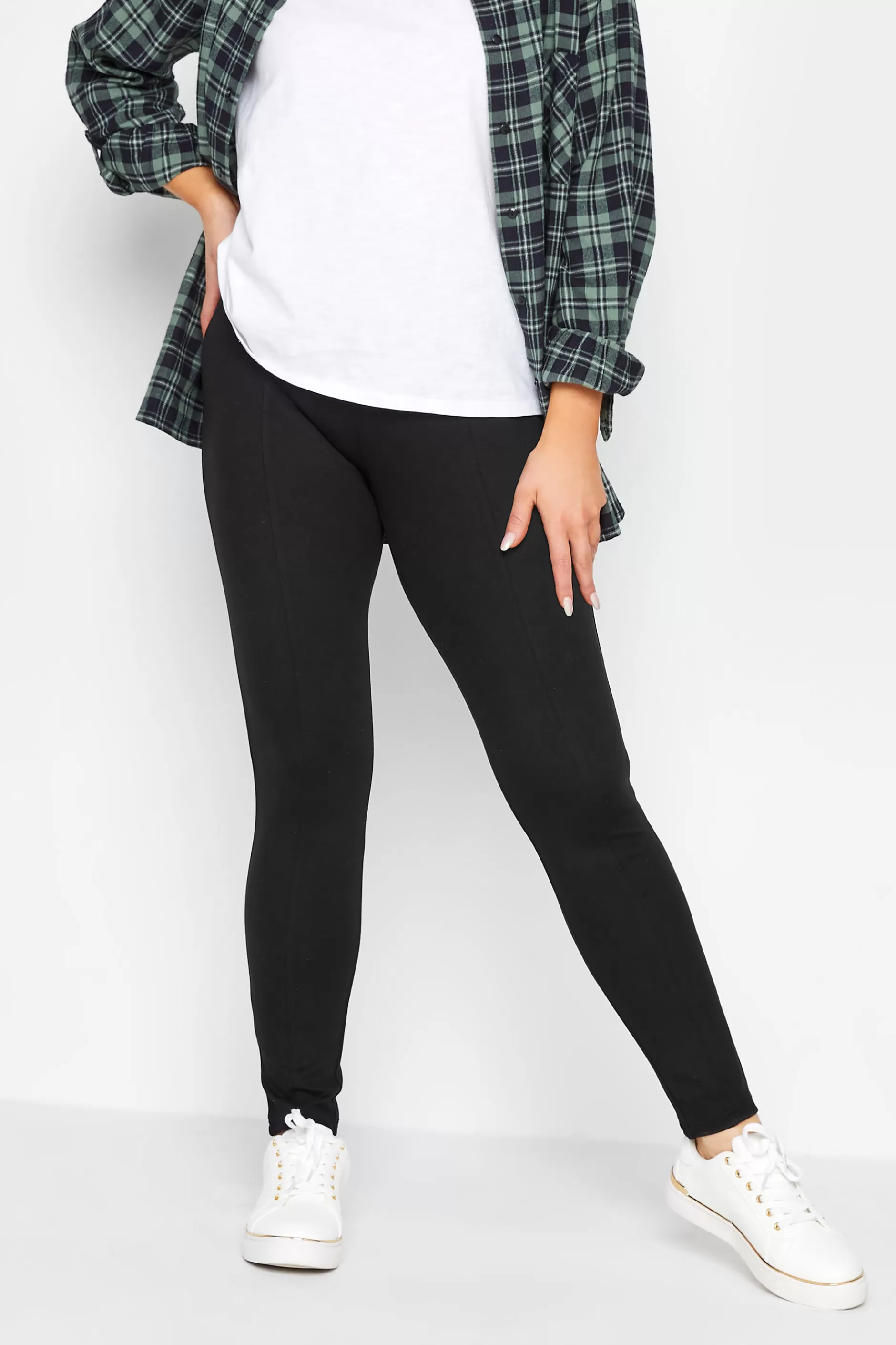 Women M&Co Leggings> Womens Black Ponte Seam Detail Leggings