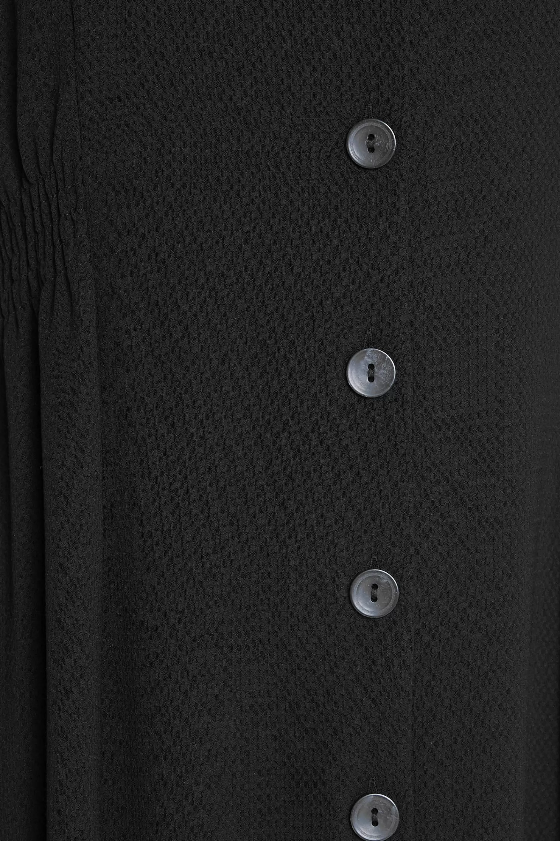 Women M&Co Wedding Guest Dresses> Womens Black Shirred Waist Button Through Midi Dress