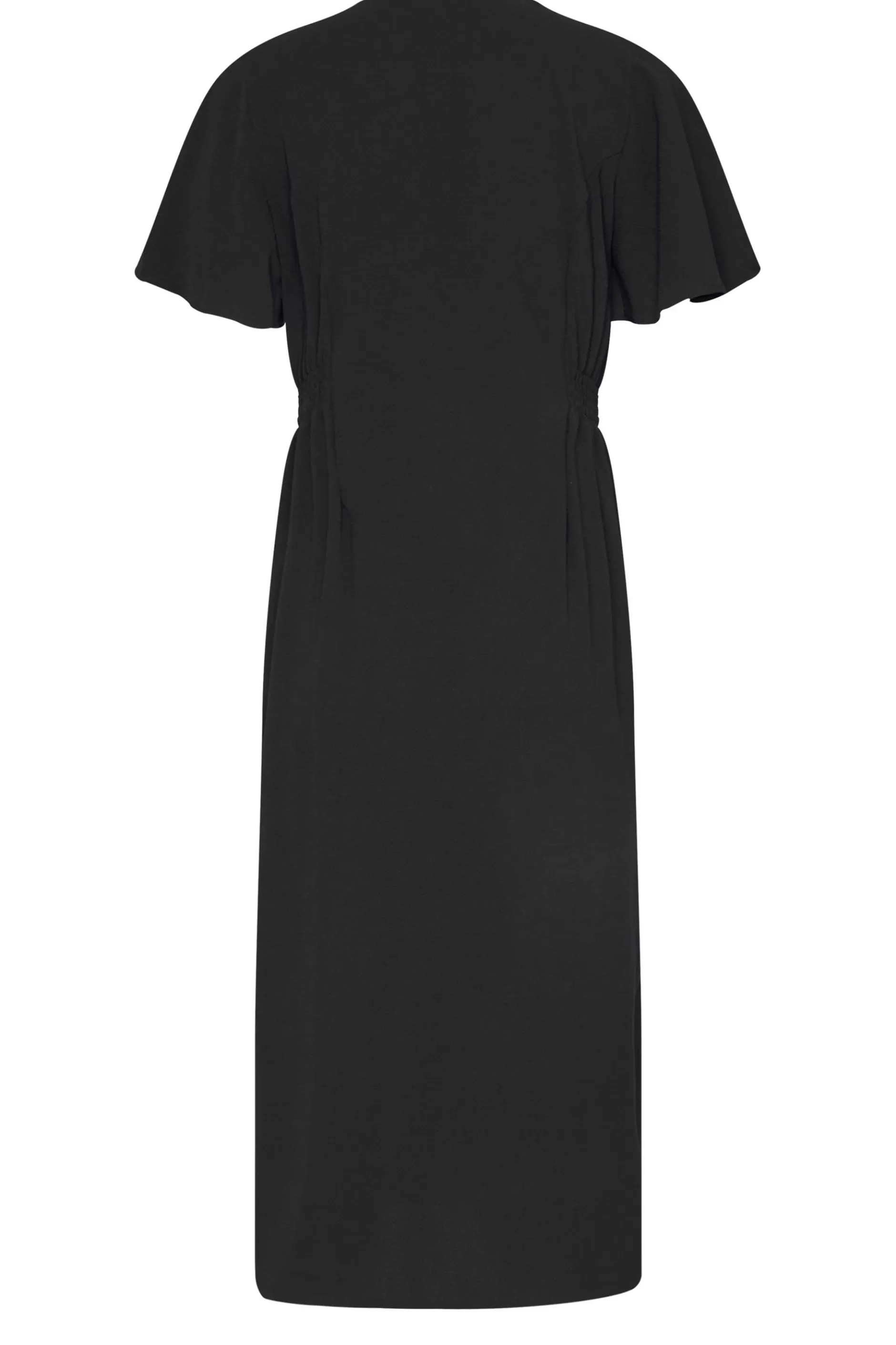 Women M&Co Wedding Guest Dresses> Womens Black Shirred Waist Button Through Midi Dress