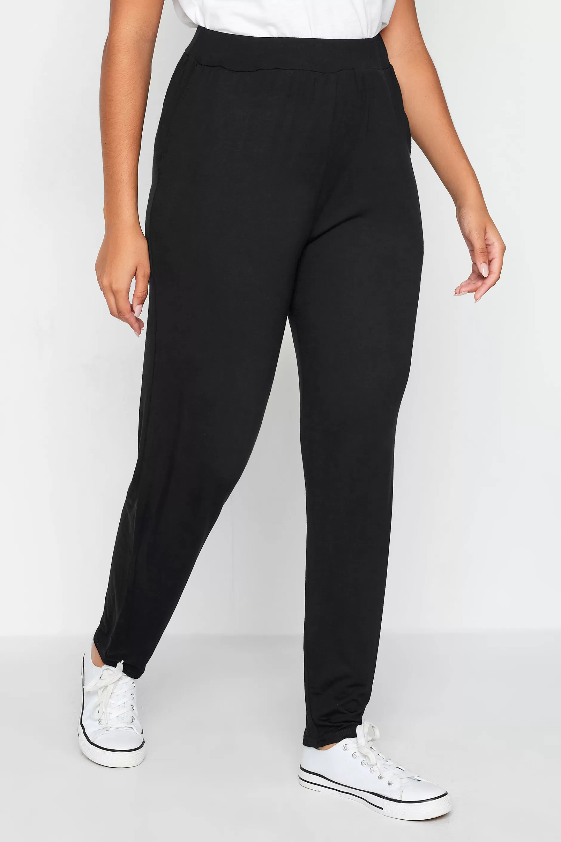 Women M&Co Trousers> Womens Black Soft Jersey Hareem Trousers