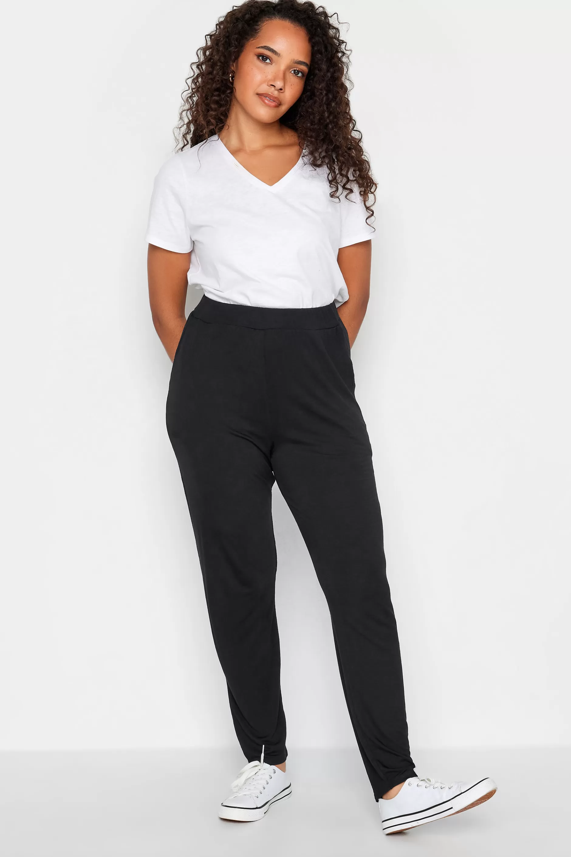 Women M&Co Trousers> Womens Black Soft Jersey Hareem Trousers