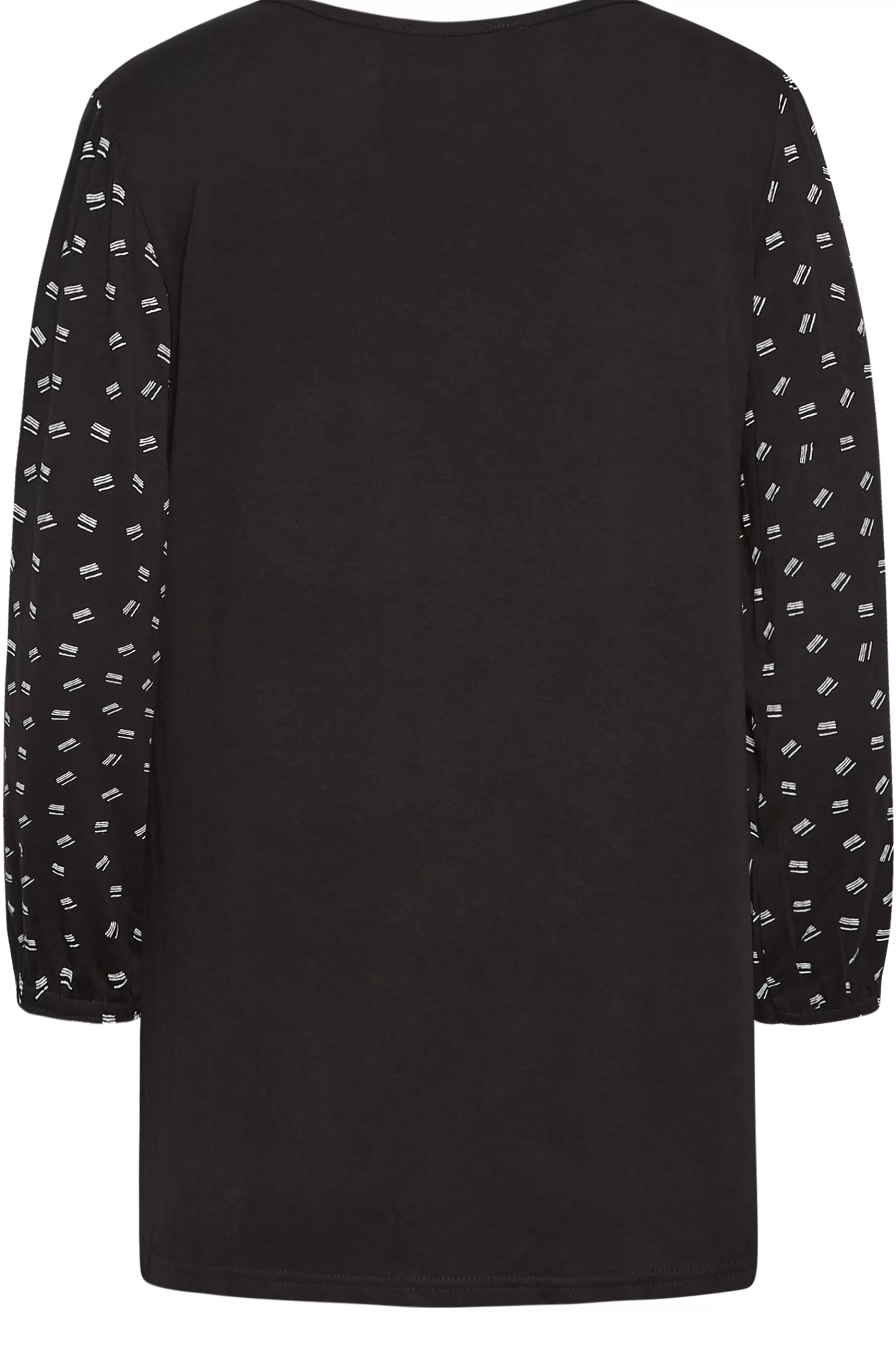 Women M&Co Long Sleeve Tops> Womens Black Square Print Top