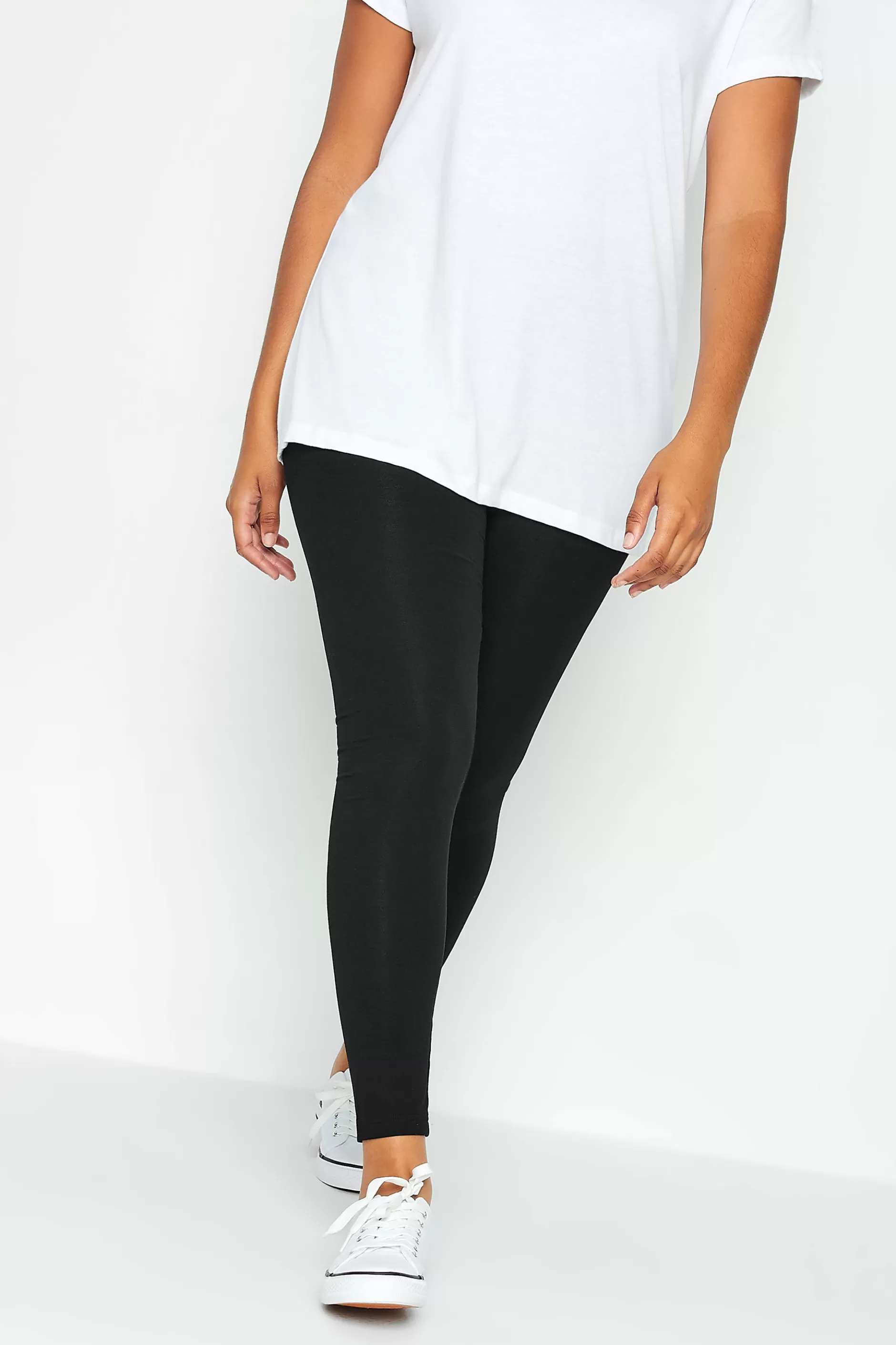 Women M&Co Leggings> Womens Black Stretch Cotton Leggings