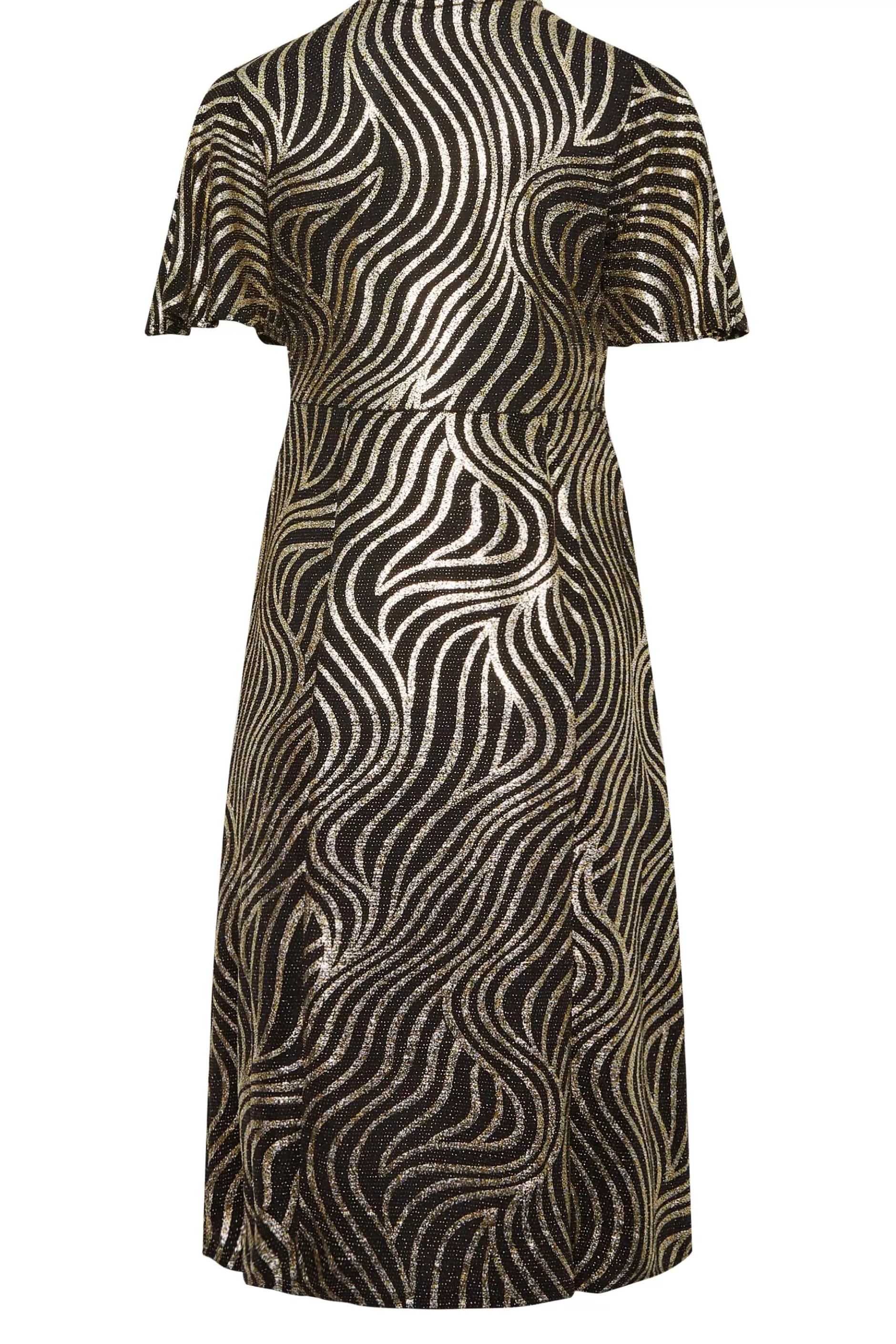 Women M&Co Wedding Guest Dresses> Womens Black Swirl Print Angel Sleeve Split Hem Midi Dress