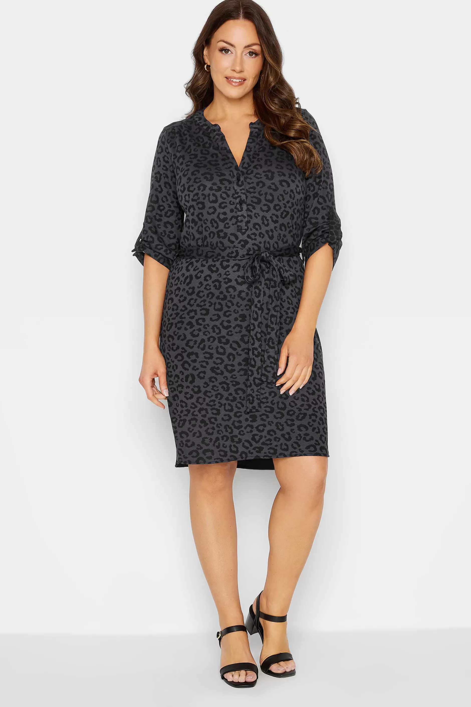 Women M&Co Shirt Dresses> Womens Black Tie Detail Tunic Dress