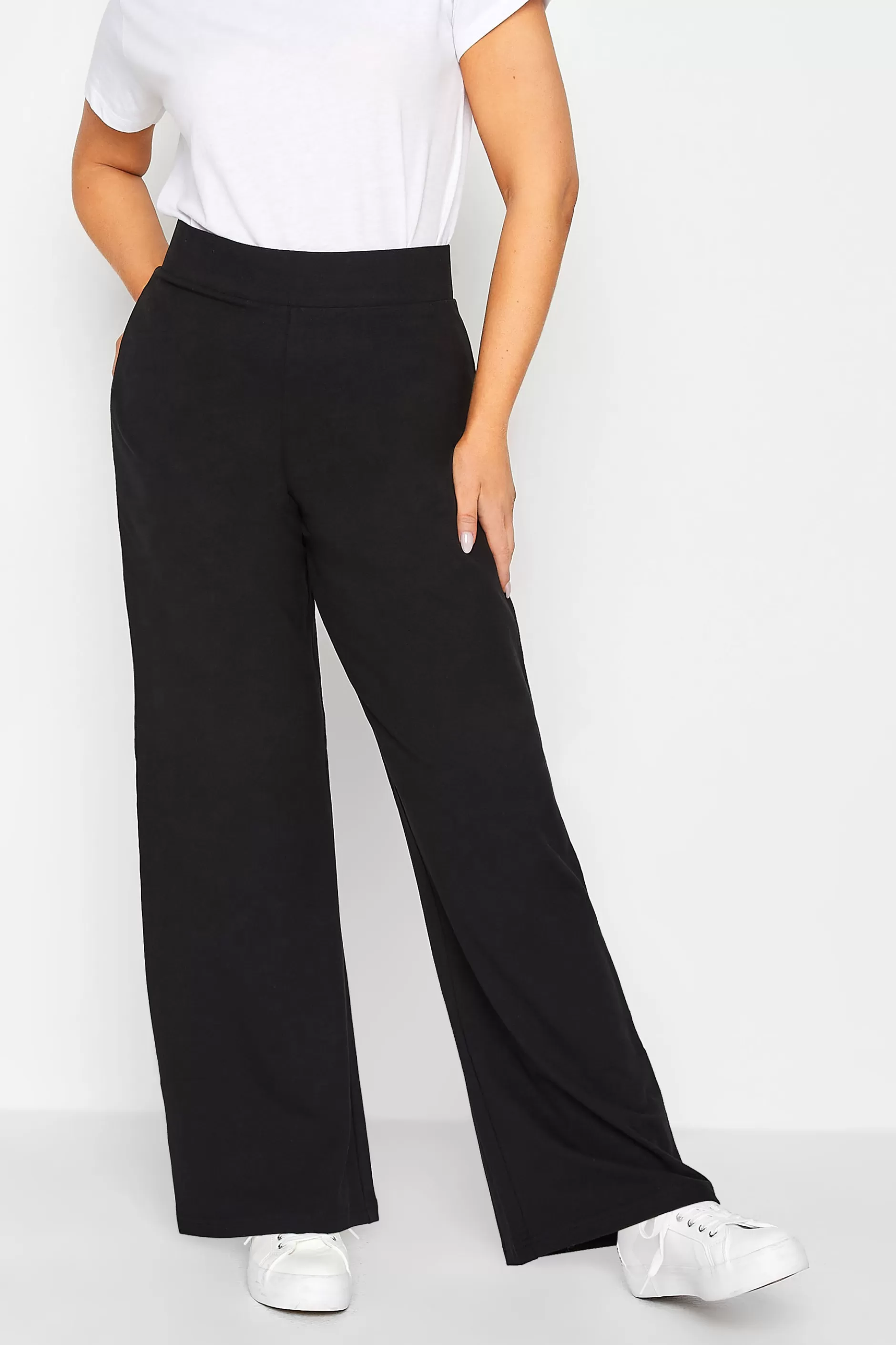 Women M&Co Trousers> Womens Black Wide Leg Yoga Pants