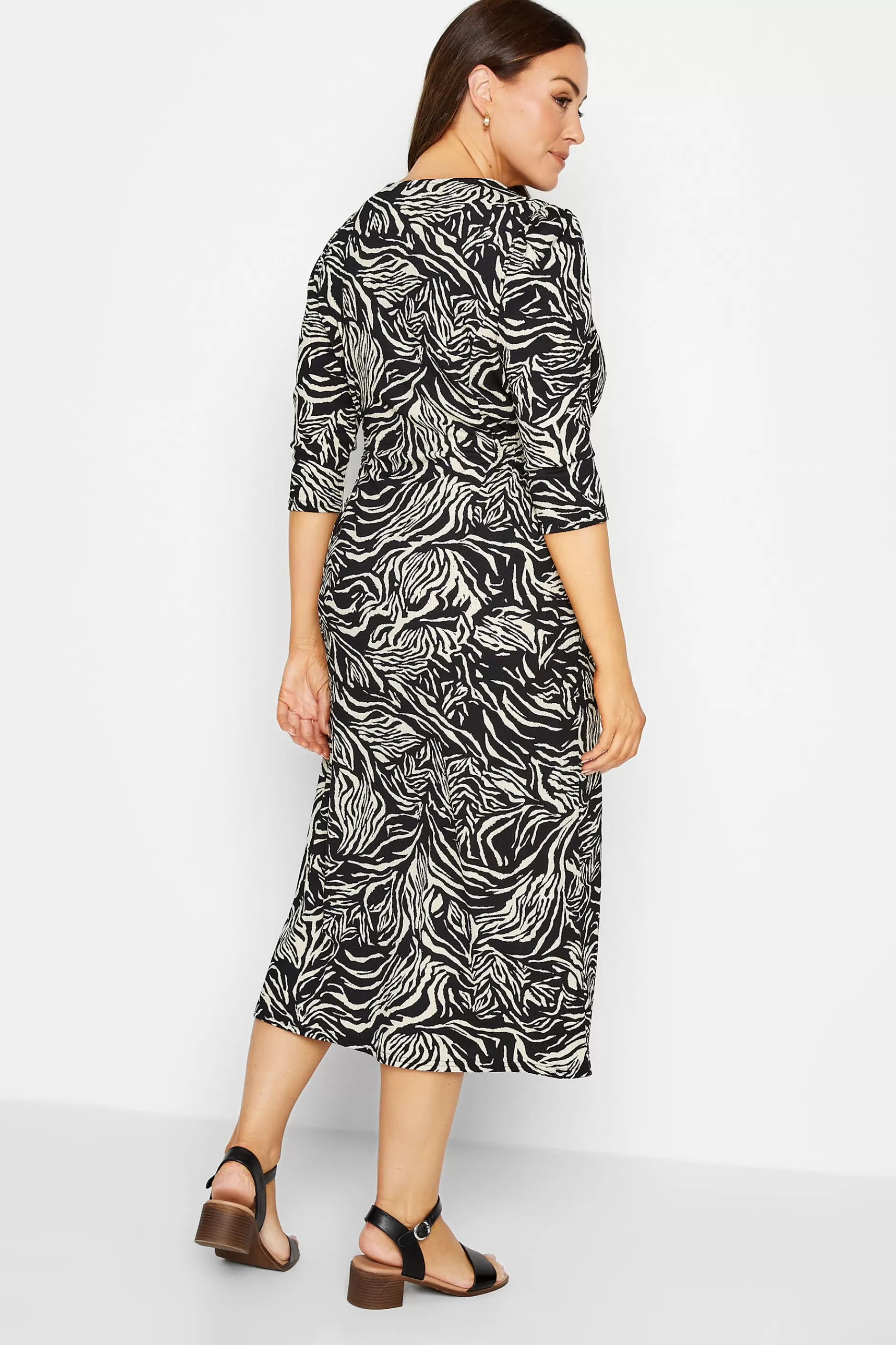 Women M&Co Wedding Guest Dresses> Womens Black Zebra Print Button Through Midaxi Dress
