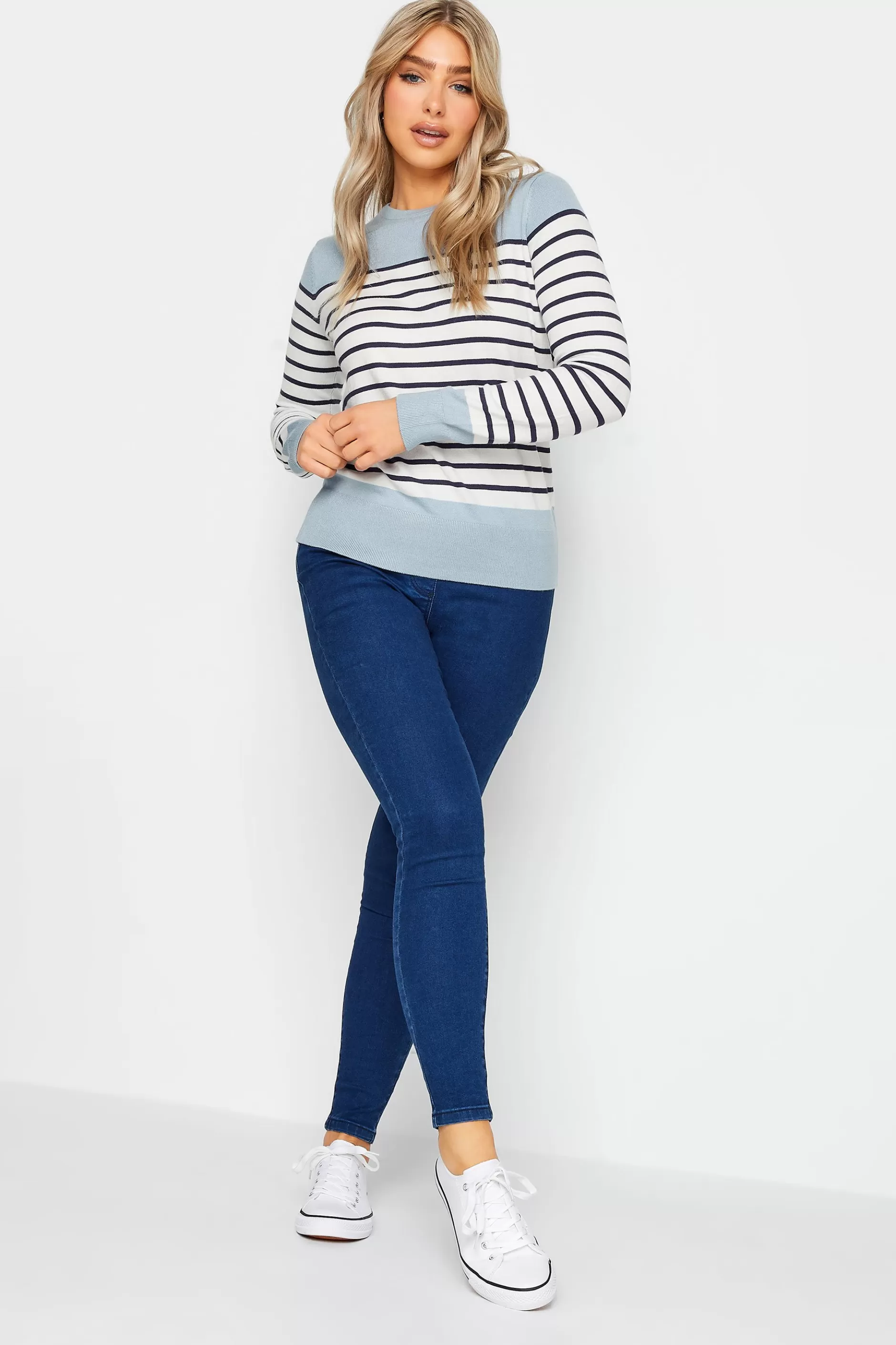 Women M&Co Jumpers> Womens Blue & White Stripe Jumper