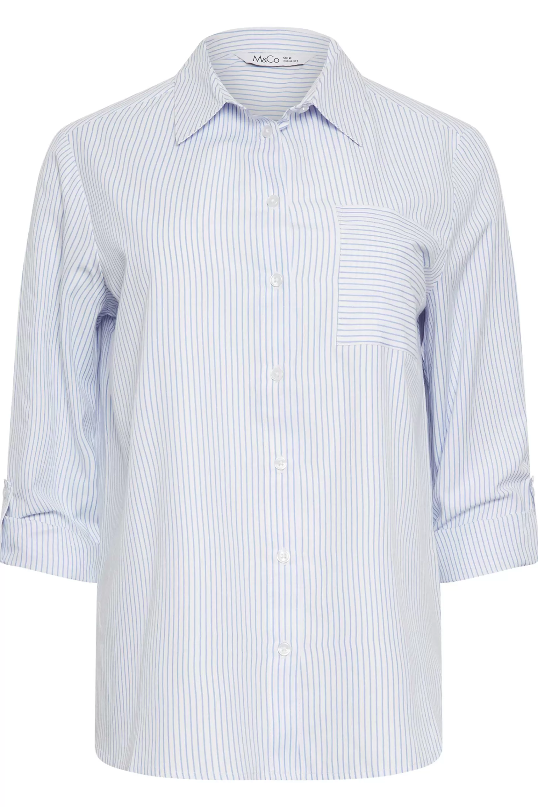 Women M&Co Shirts> Womens Blue & White Striped Shirt