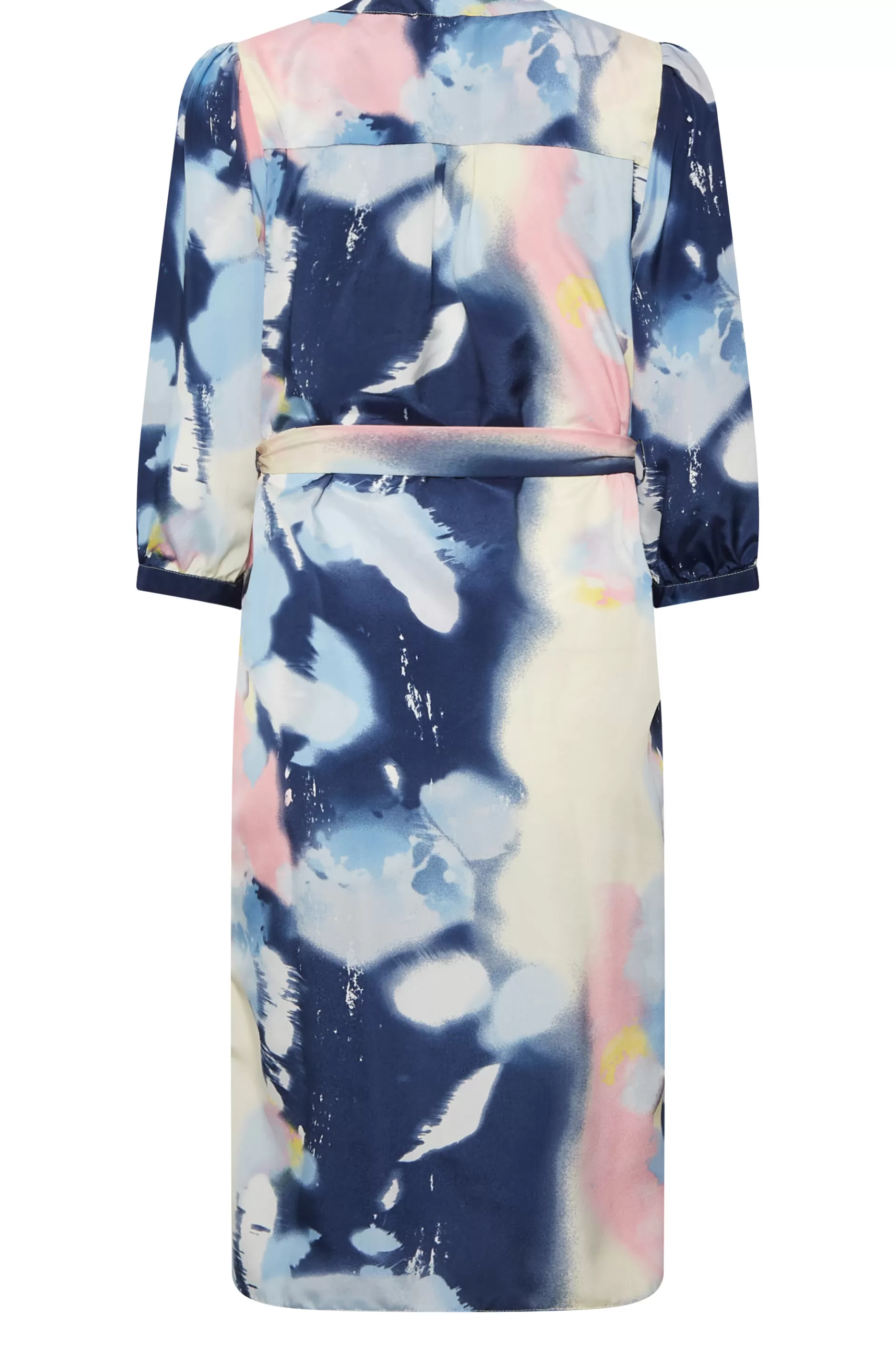 Women M&Co Wedding Guest Dresses> Womens Blue Abstract Print Tie Waist Tunic Dress