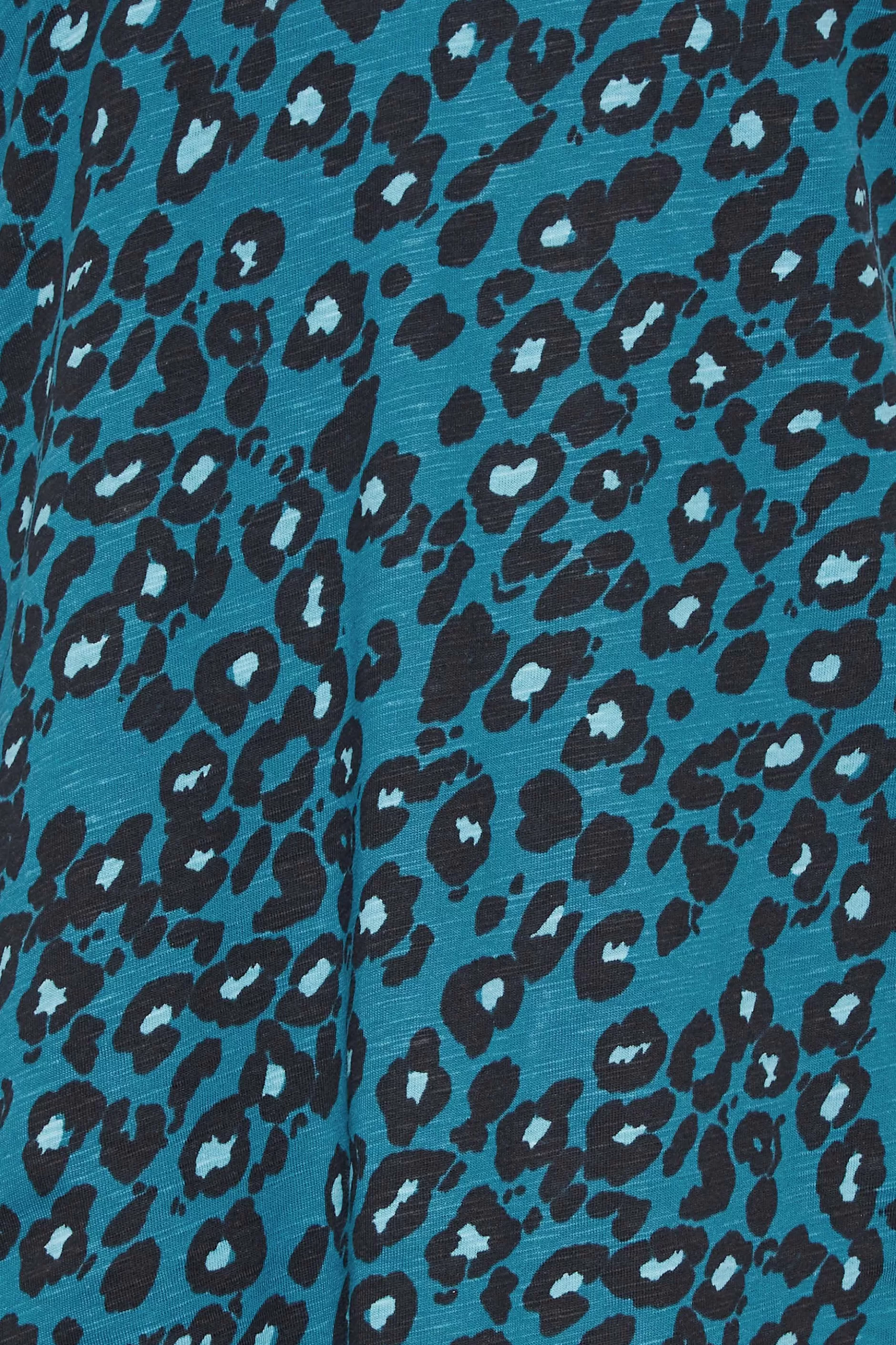Women M&Co T-Shirts> Womens Blue Animal Print Notch Neck Cotton T-Shirt